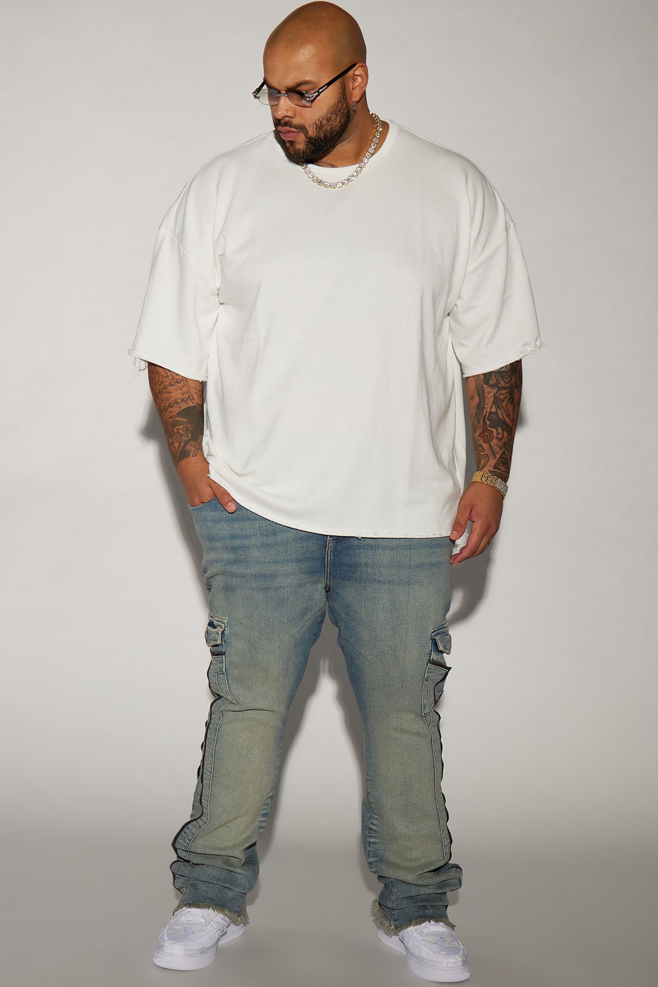 Hilltop Stacked Skinny Flare Jeans - Light Blue Wash - Image 7
