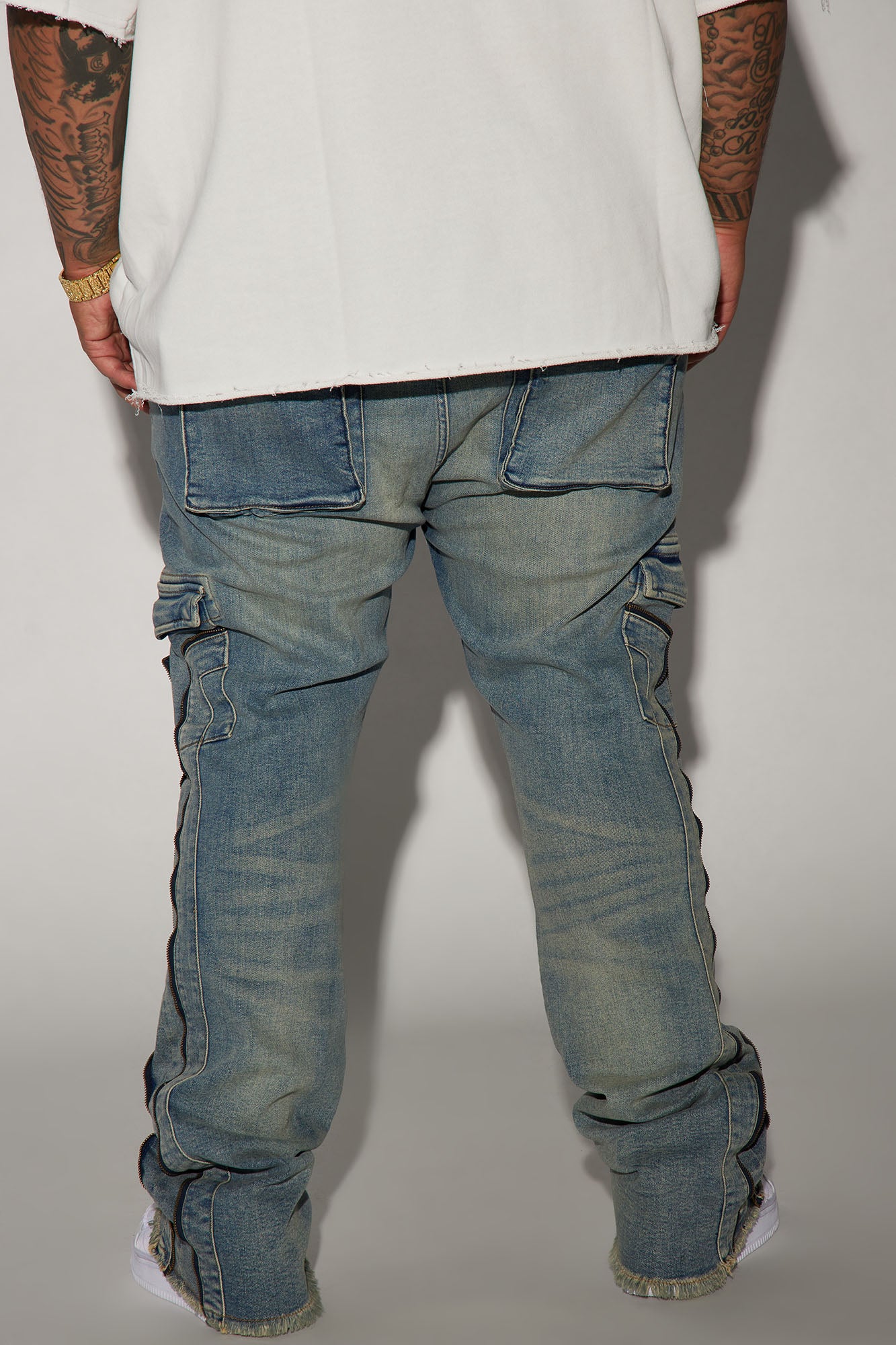 Hilltop Stacked Skinny Flare Jeans - Light Blue Wash - Image 9