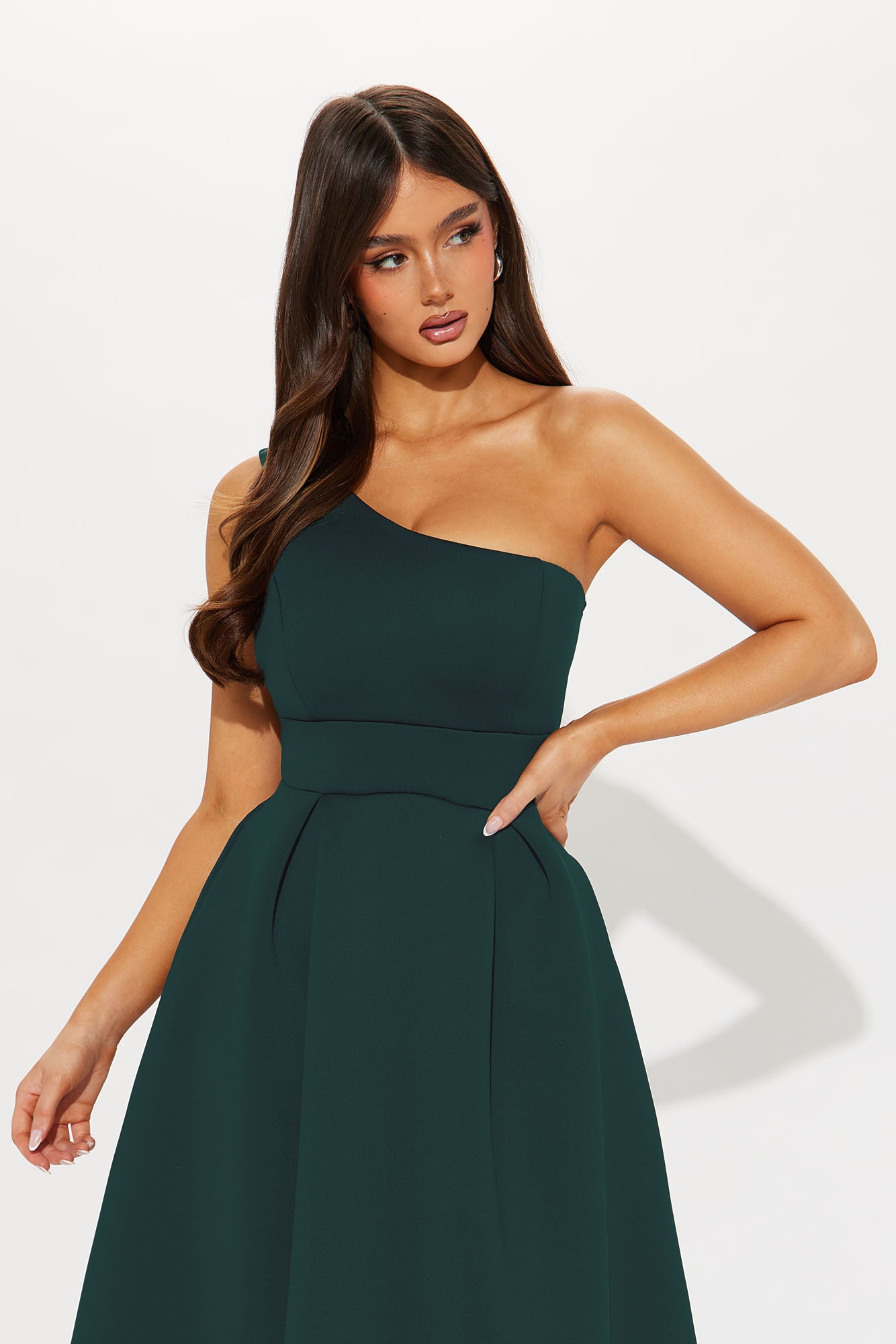 Alaina One Shoulder Midi Dress - Hunter - Image 4