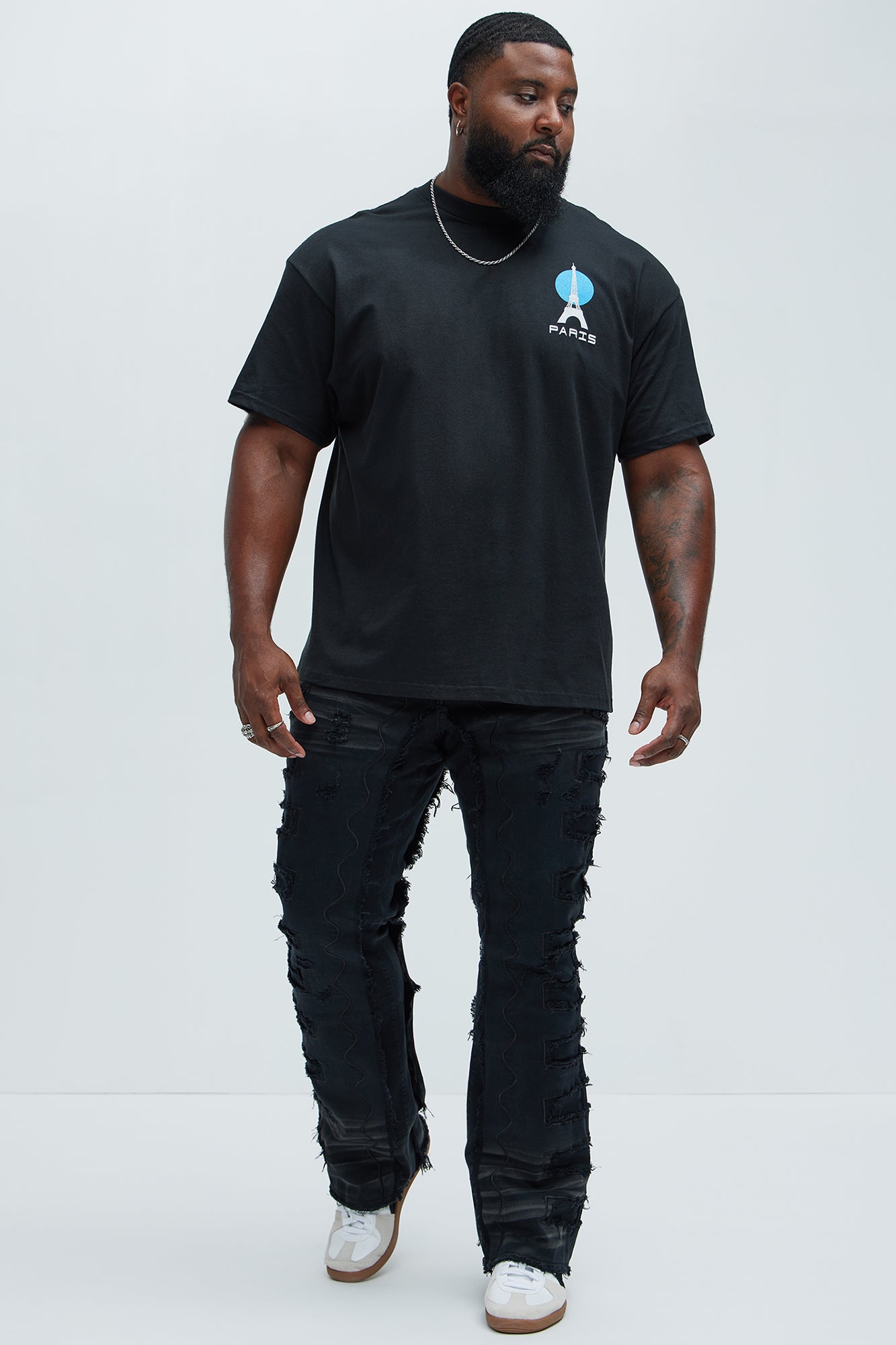 Back Up Fray Stacked Skinny Flare Jeans - Black - Image 7