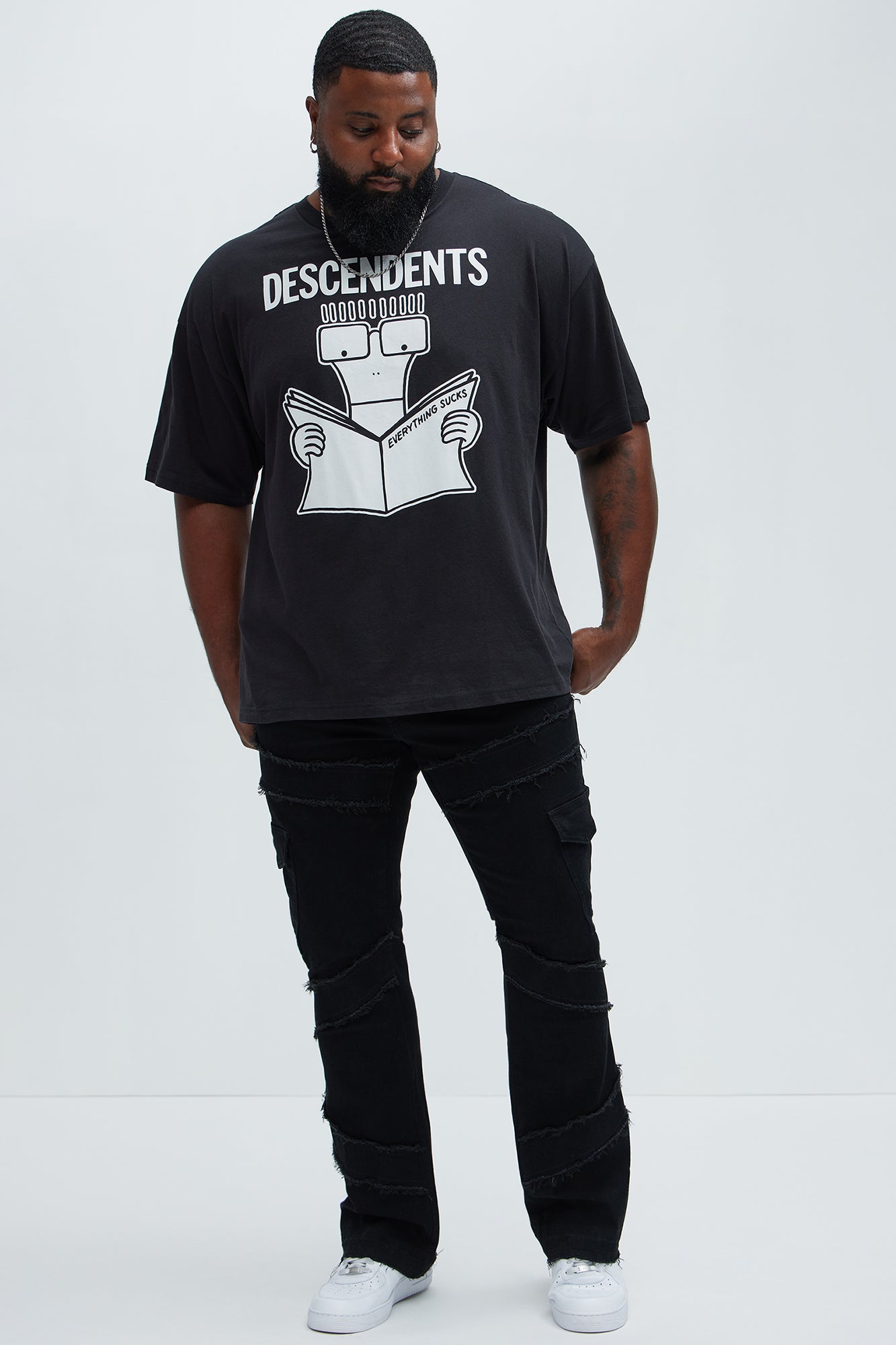 Simi Fray Cargo Stacked Skinny Flare Jeans - Black - Image 7