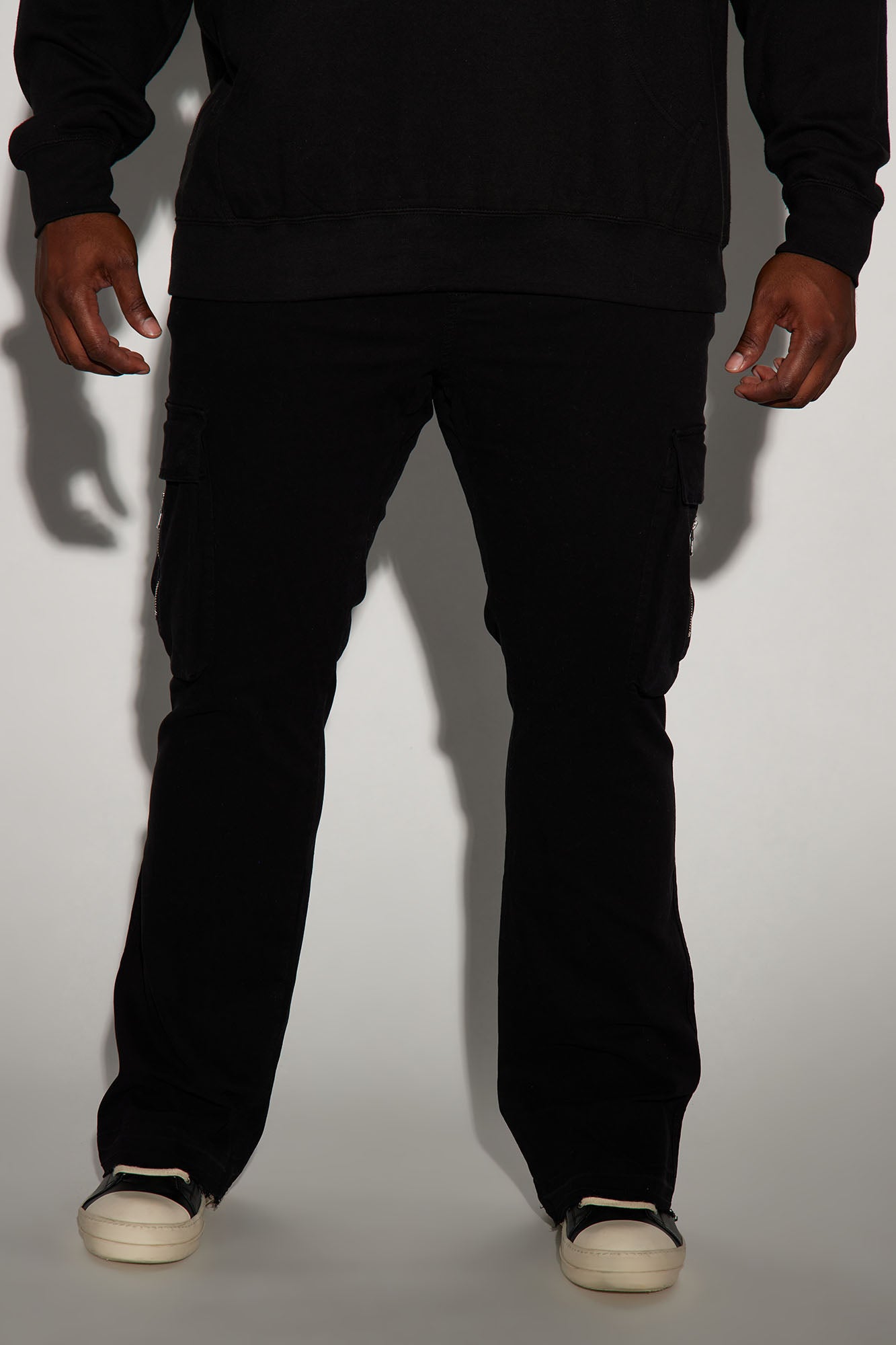 Affection Stacked Skinny Flare Cargo Pants - Black - Image 6