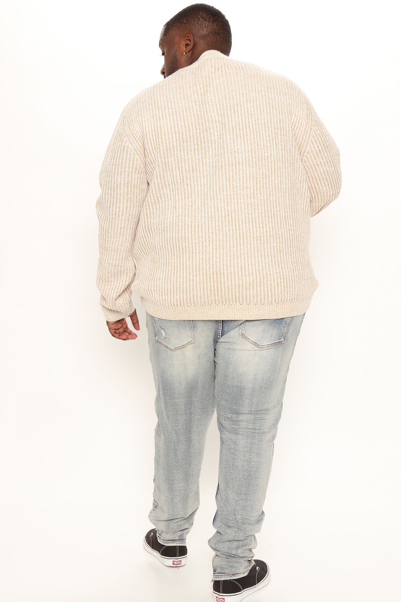 Heavy Ribbed Pullover Sweater - Cream - Image 10
