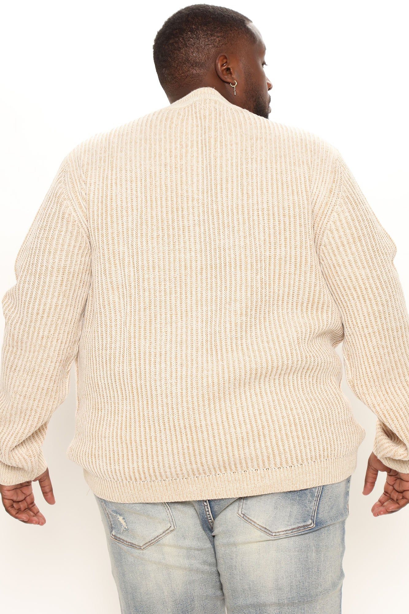 Heavy Ribbed Pullover Sweater - Cream - Image 9