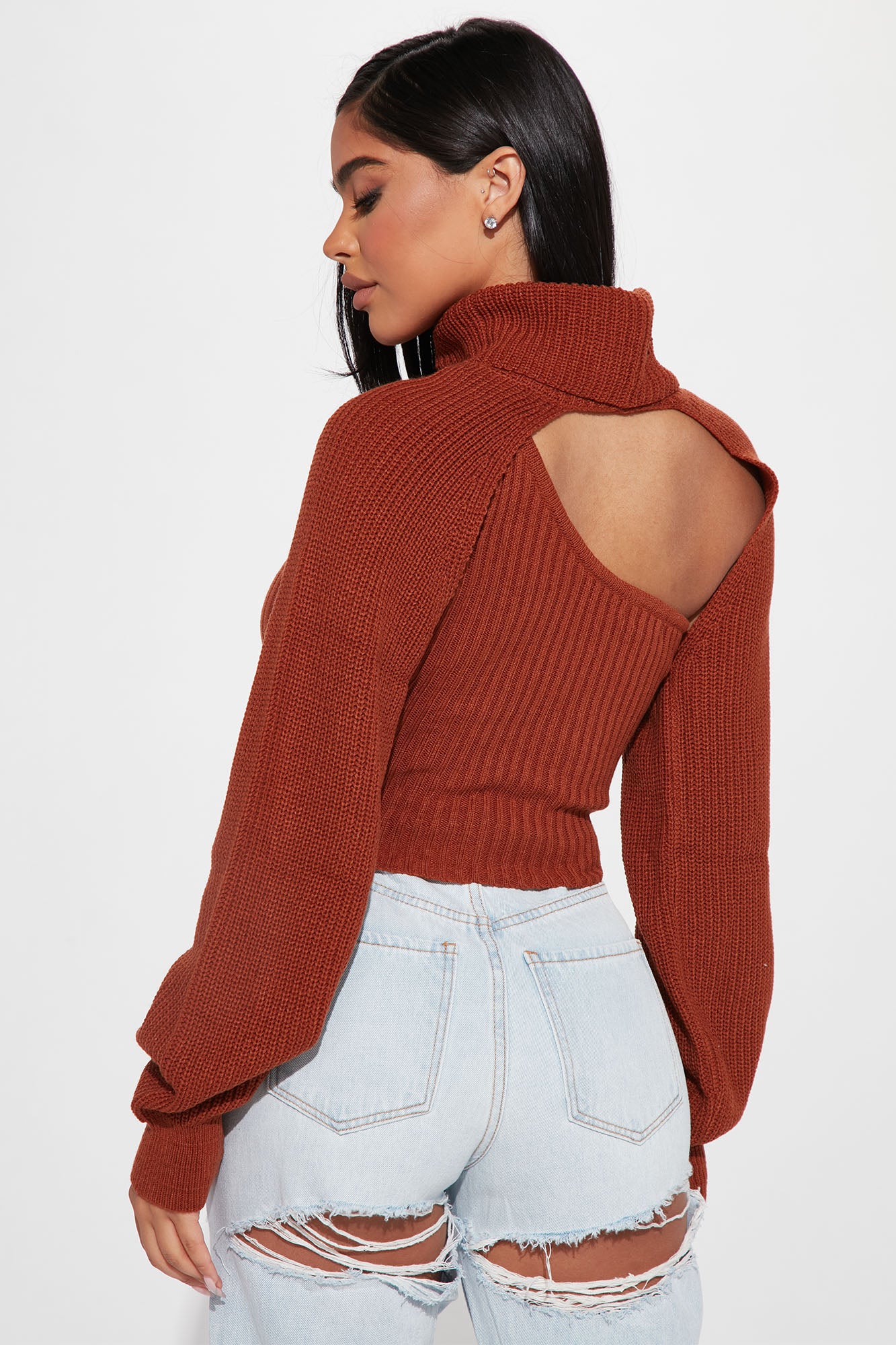 Feel It Out Turtleneck Sweater Set - Cognac - Image 3