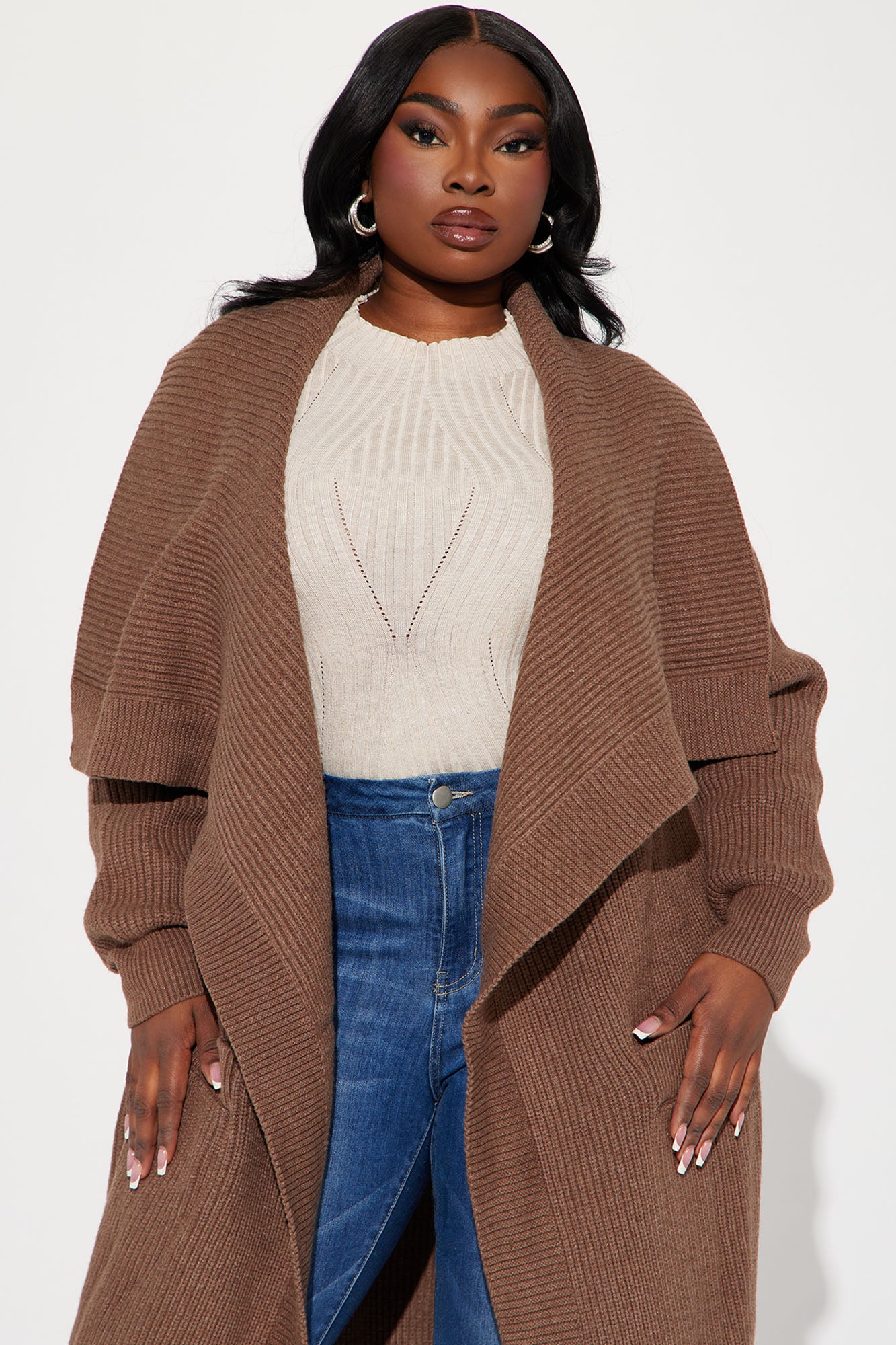 Aspen Sweater Coat - Brown - Image 5
