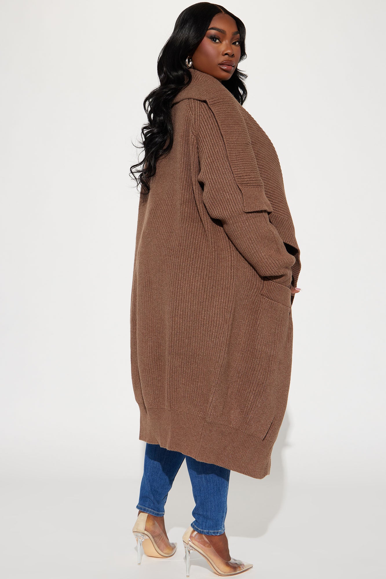 Aspen Sweater Coat - Brown - Image 6