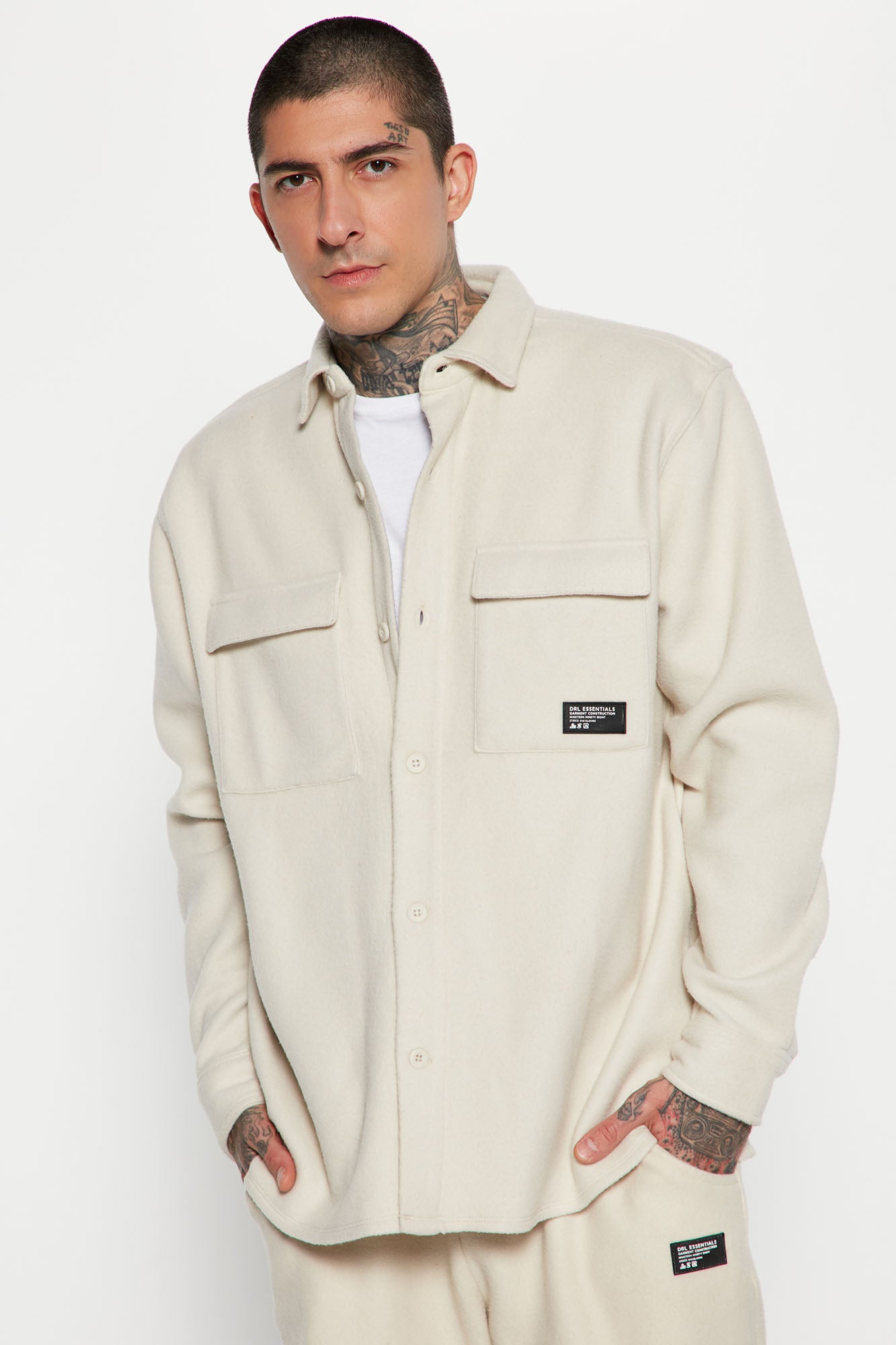Your Go To Fleece Shacket - Cream - Image 3
