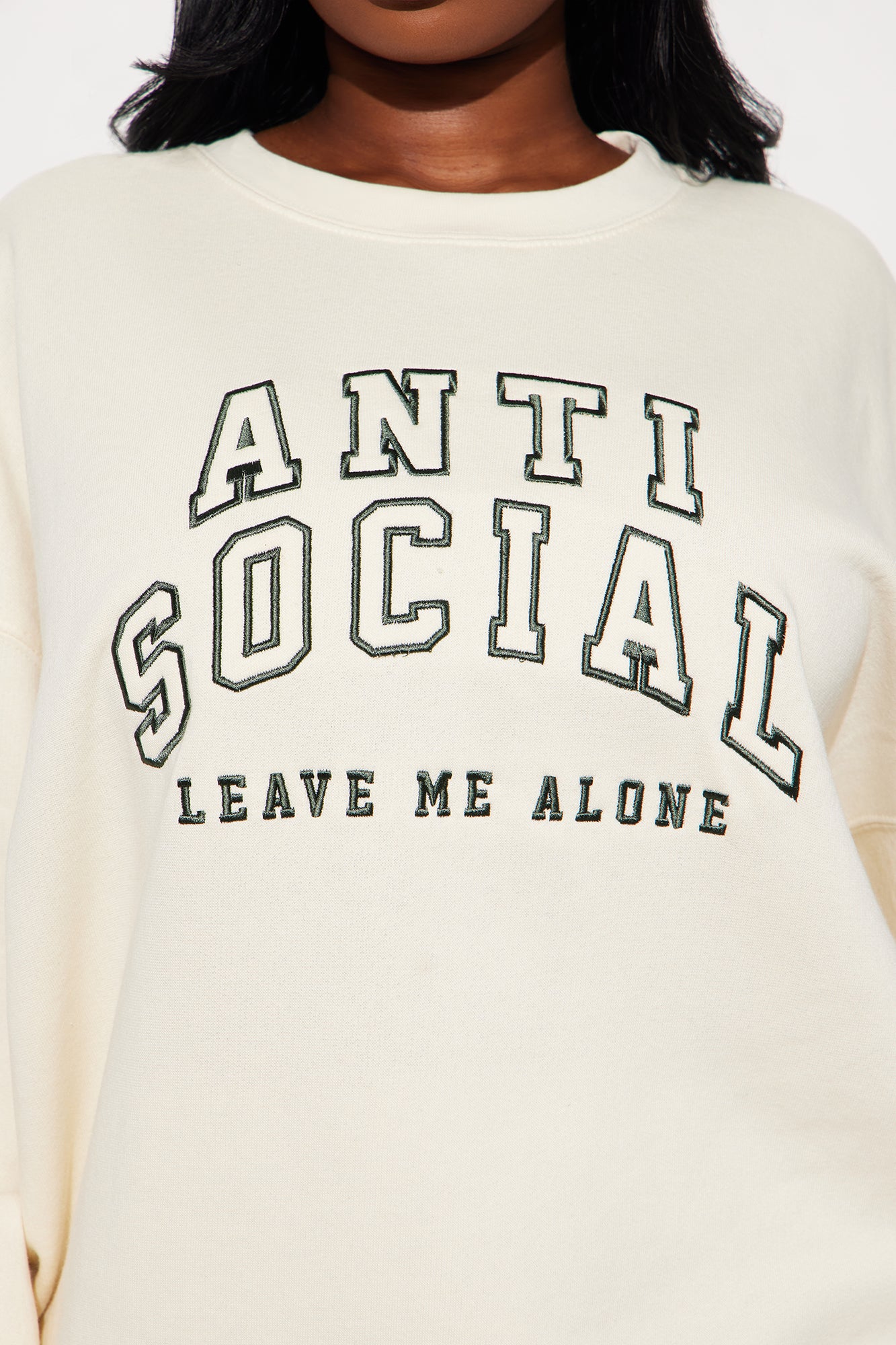 Antisocial Leave Me Alone Sweatshirt - Cream - Image 5