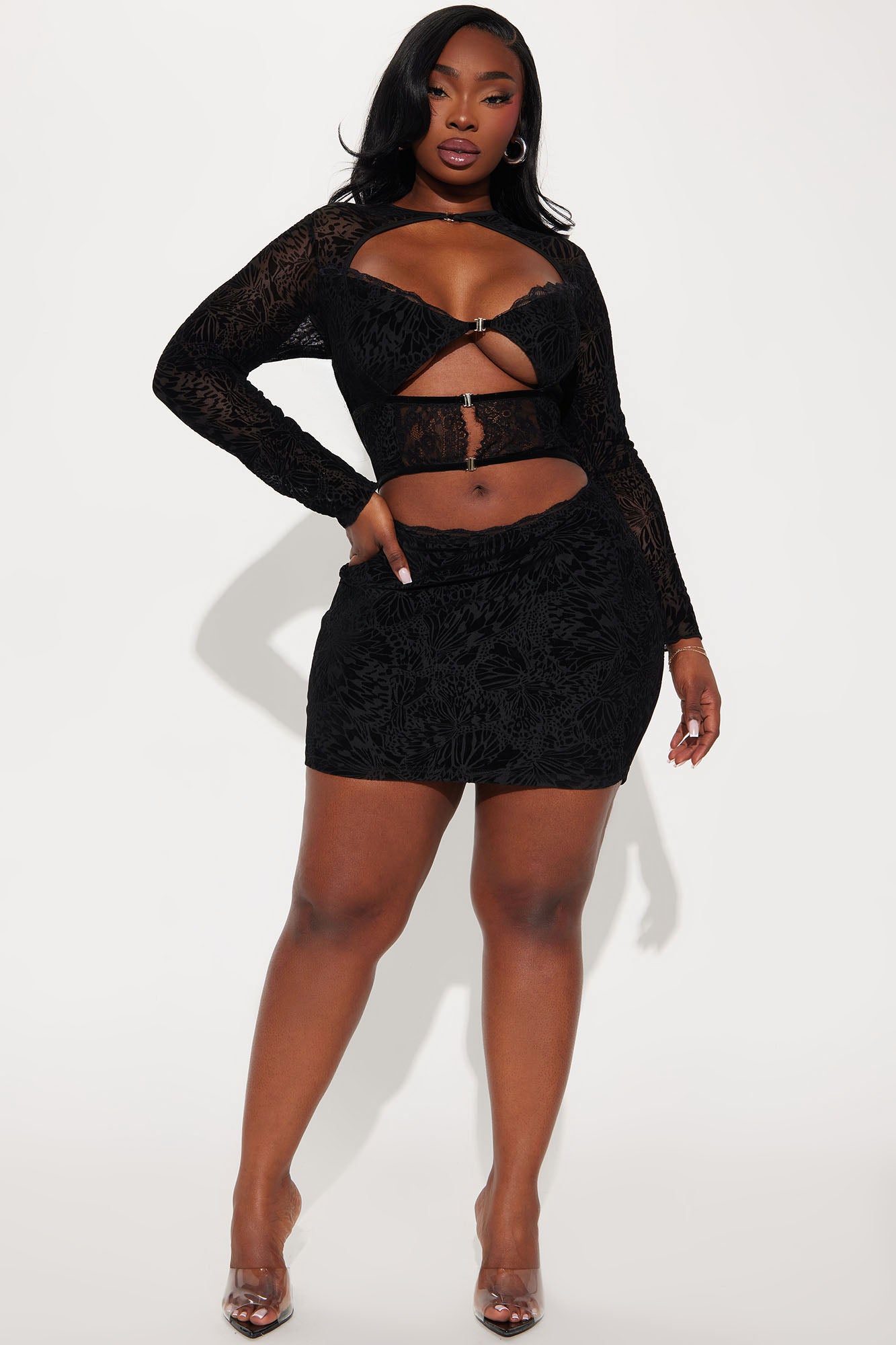 Alexa Longsleeve Mesh Mini Dress - Black - Image 5