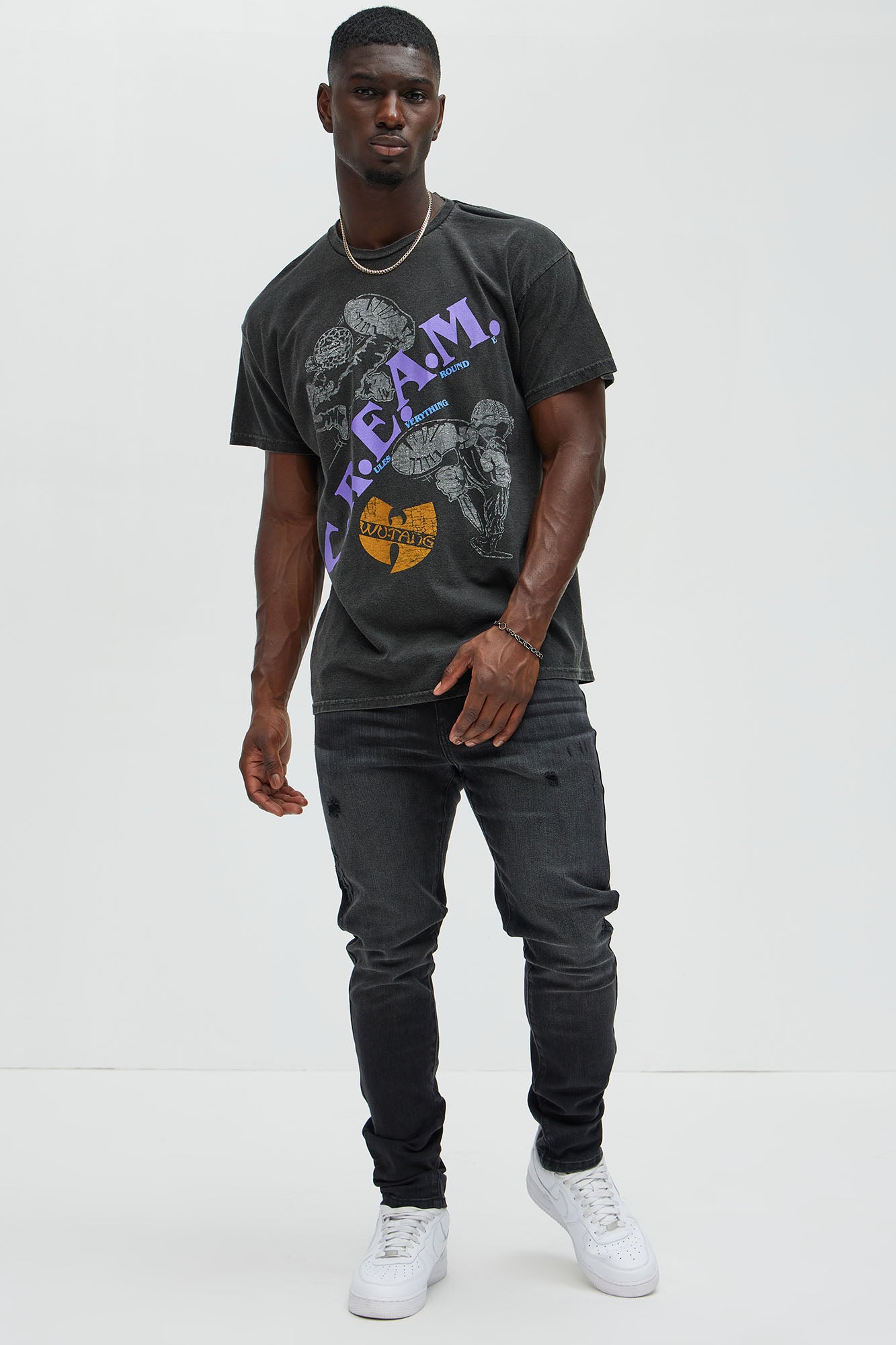 Wu Tang Clan C.R.E.A.M. Oversized Short Sleeve Tee II - Black - Image 3