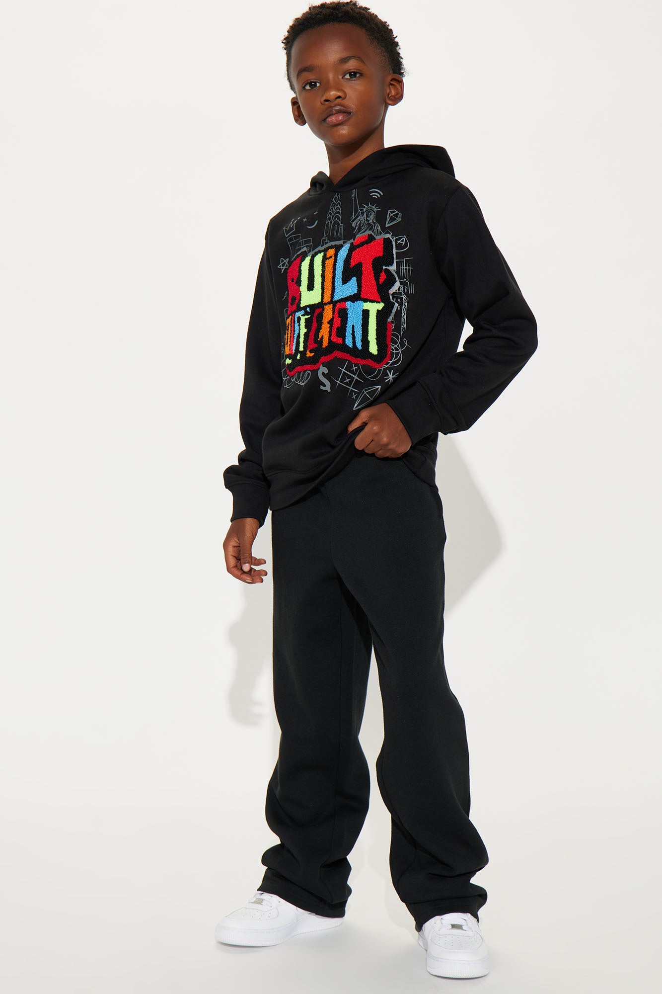 Mini Built Different Patch Fleece Hoodie - Black - Image 3