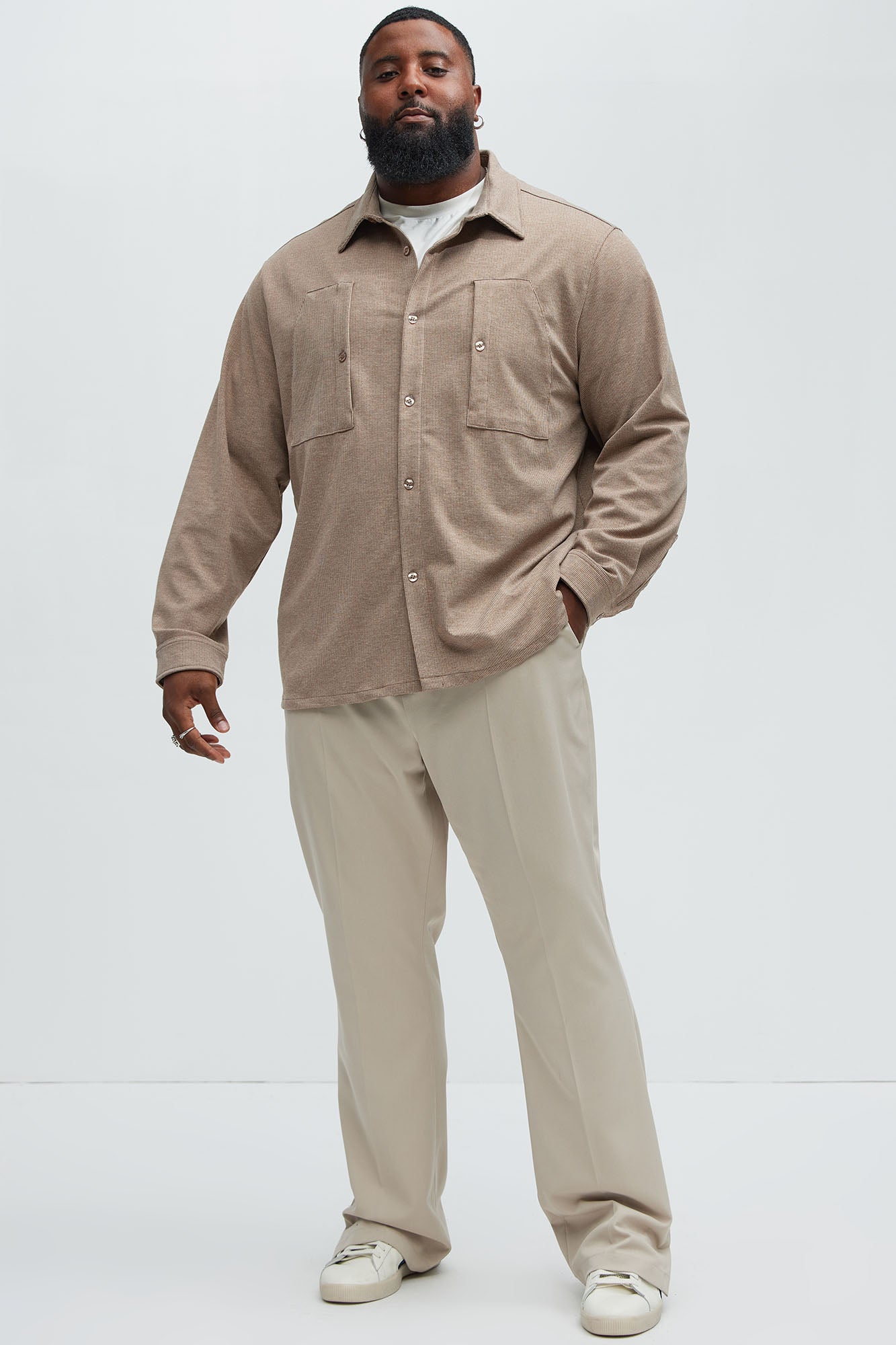 What U Need Stripe Button Up Shirt - Brown Combo - Image 6