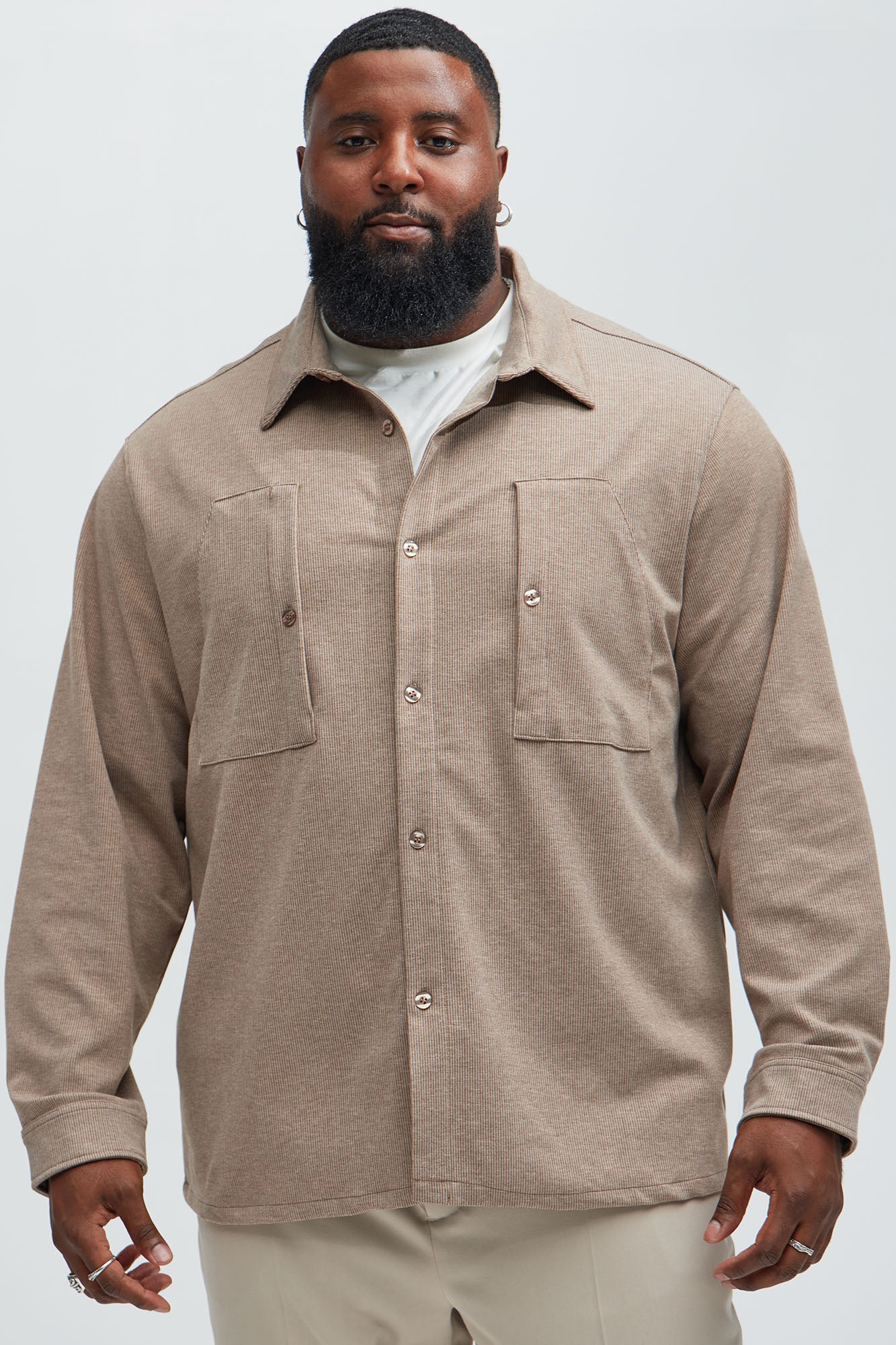What U Need Stripe Button Up Shirt - Brown Combo - Image 5