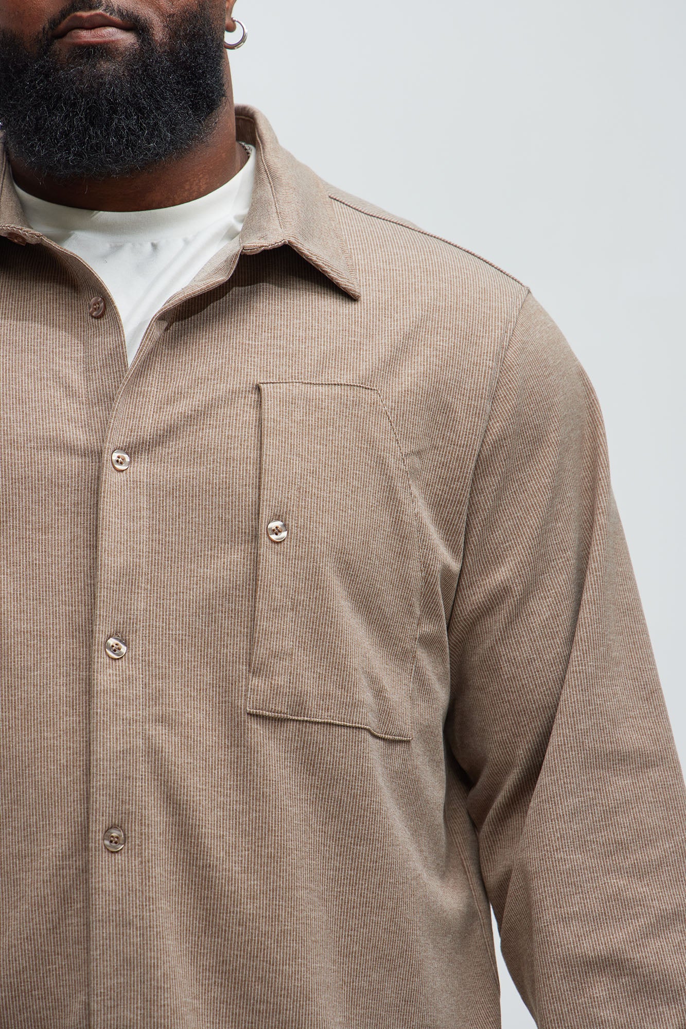 What U Need Stripe Button Up Shirt - Brown Combo - Image 7