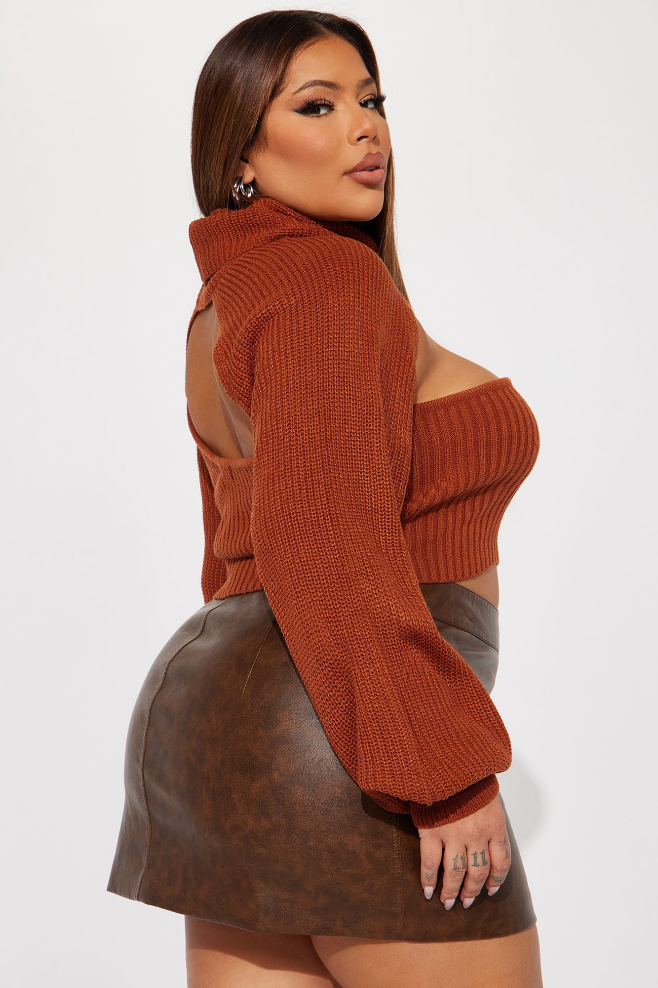 Feel It Out Turtleneck Sweater Set - Cognac - Image 6