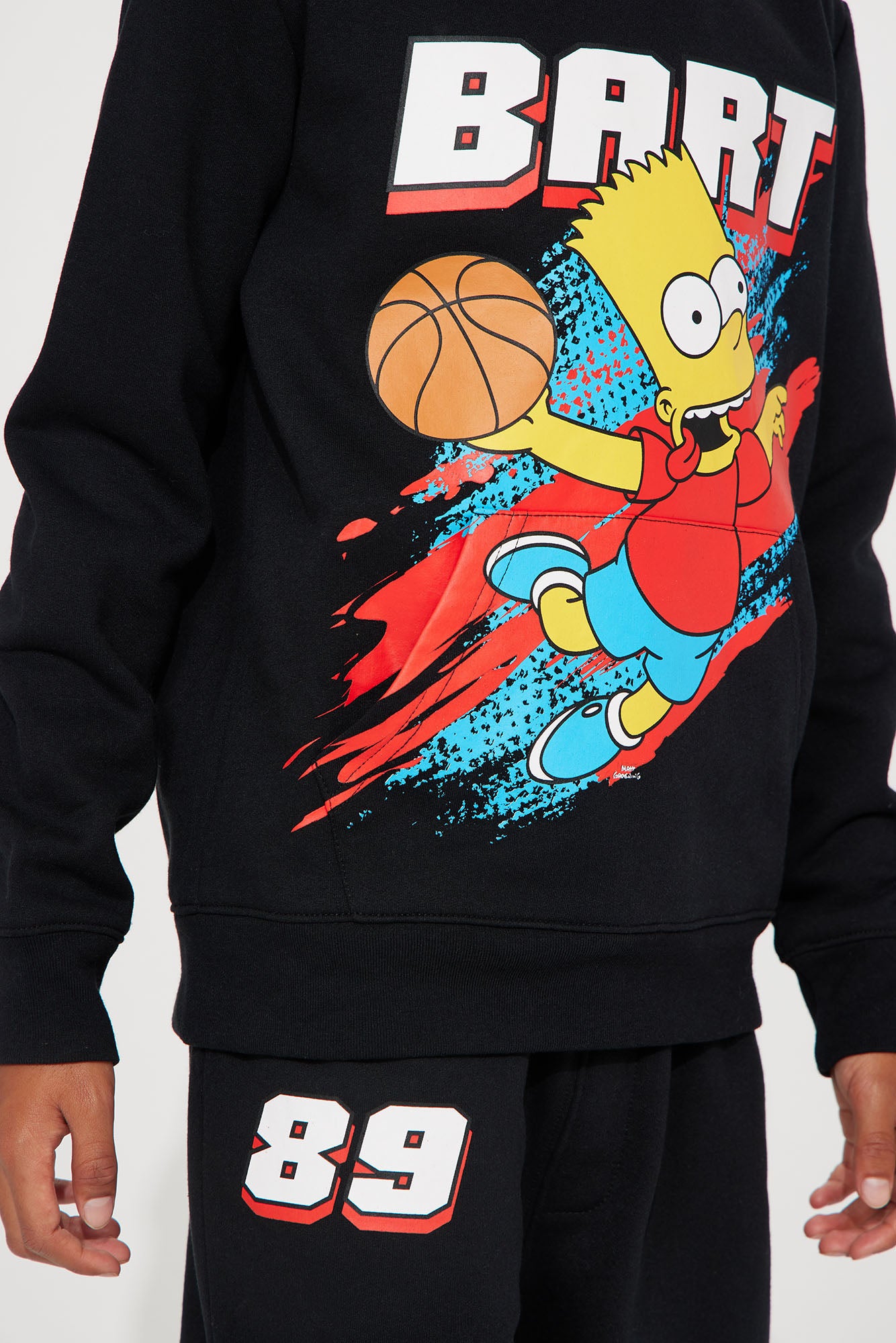 Mini Bart Basketball Fleece Jogger Set - Black - Image 4