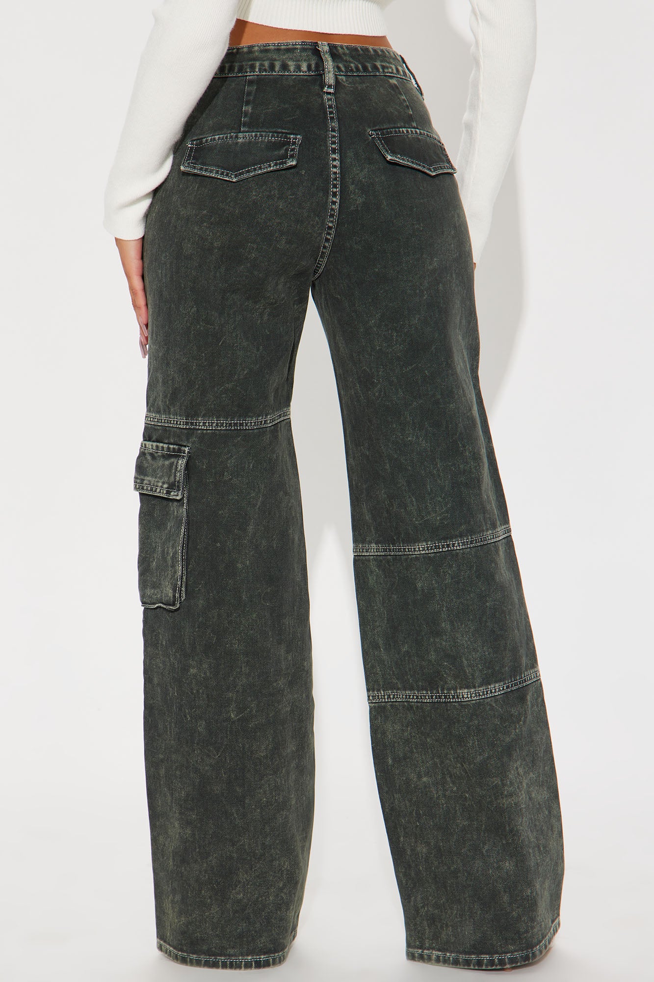 It's A Wrap Cargo Straight Leg Jeans - Green - Image 4