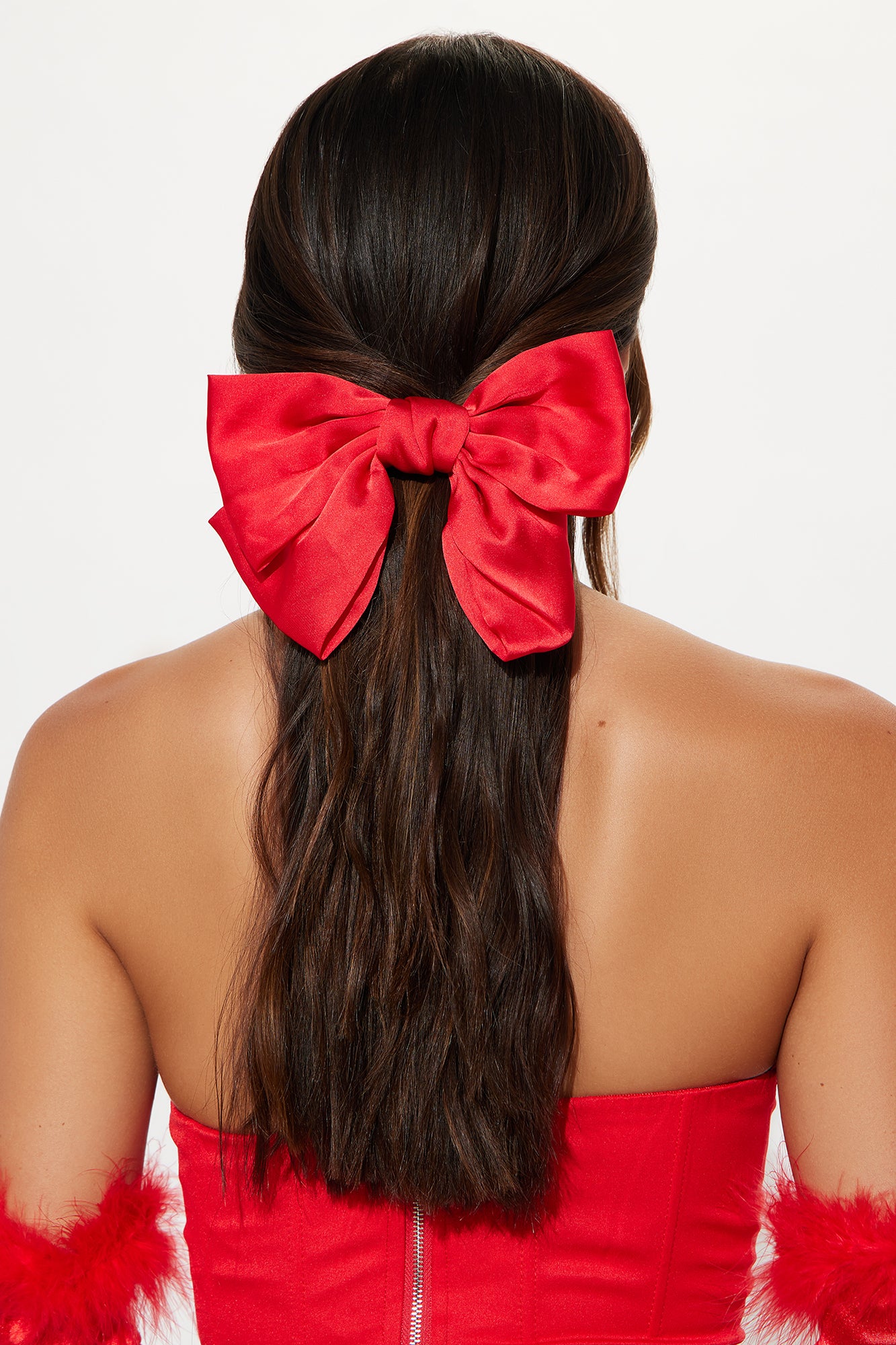 Upscale Evening Glove And Hair Gift Set - Red - Image 3