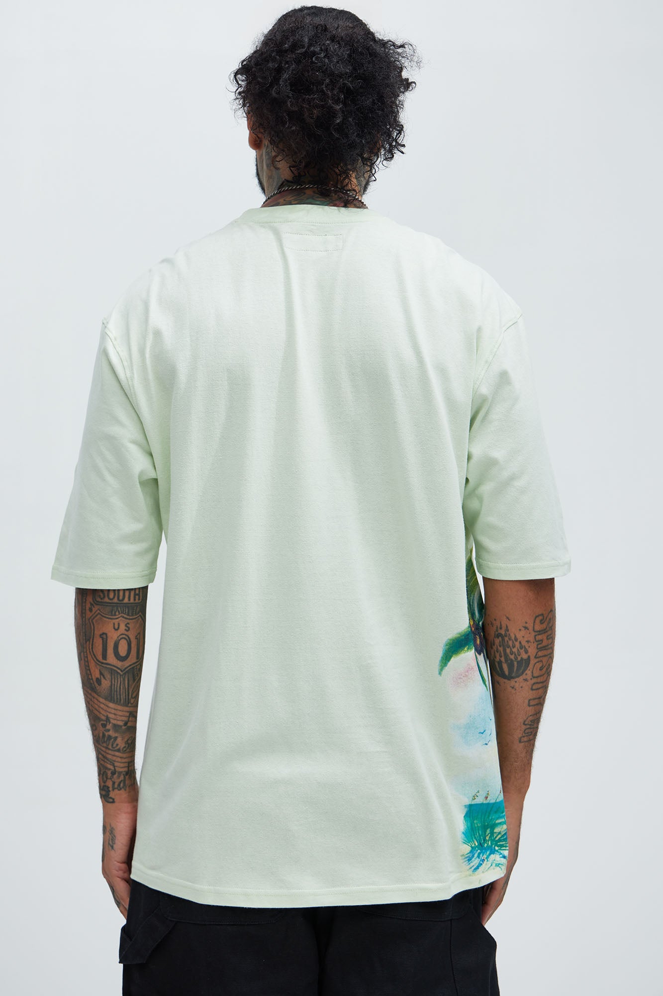 Work Harder Get Luckier Oversized Short Sleeve Tee - Green - Image 4