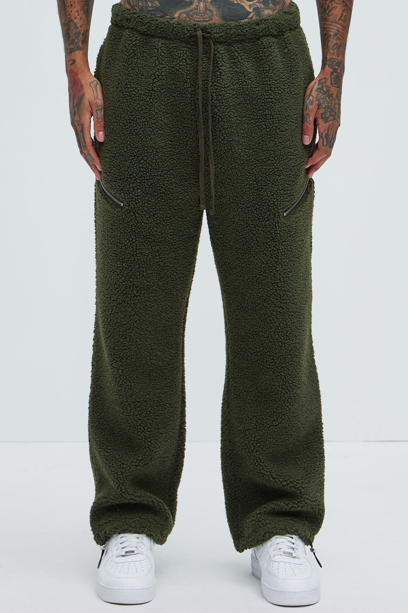 Axel Polar Fleece Zip Straight Sweatpants - Olive - Image 3
