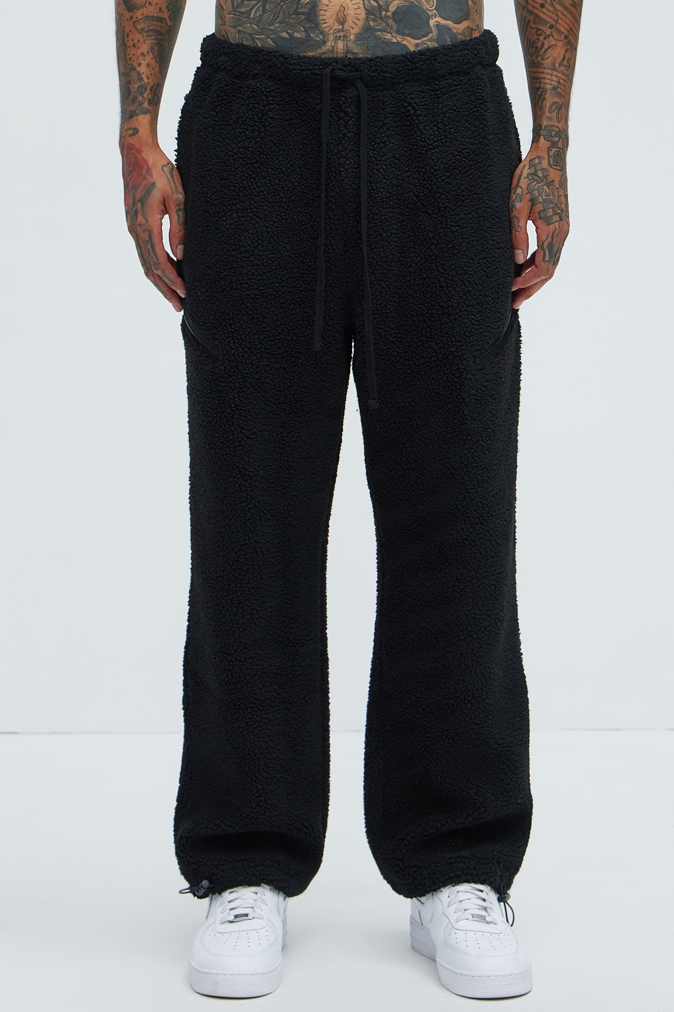 Axel Polar Fleece Zip Straight Sweatpants - Black - Image 3