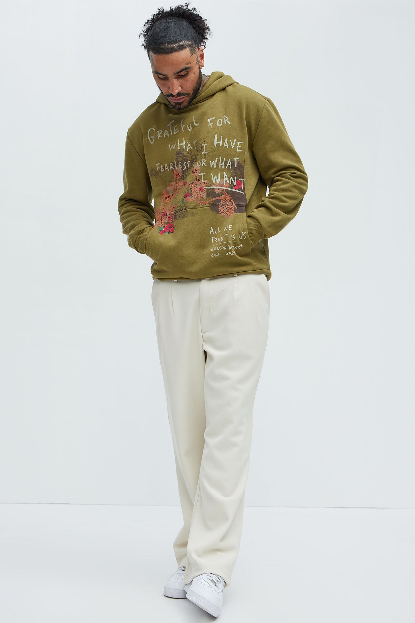 Grateful For Everything Hoodie - Green - Image 3