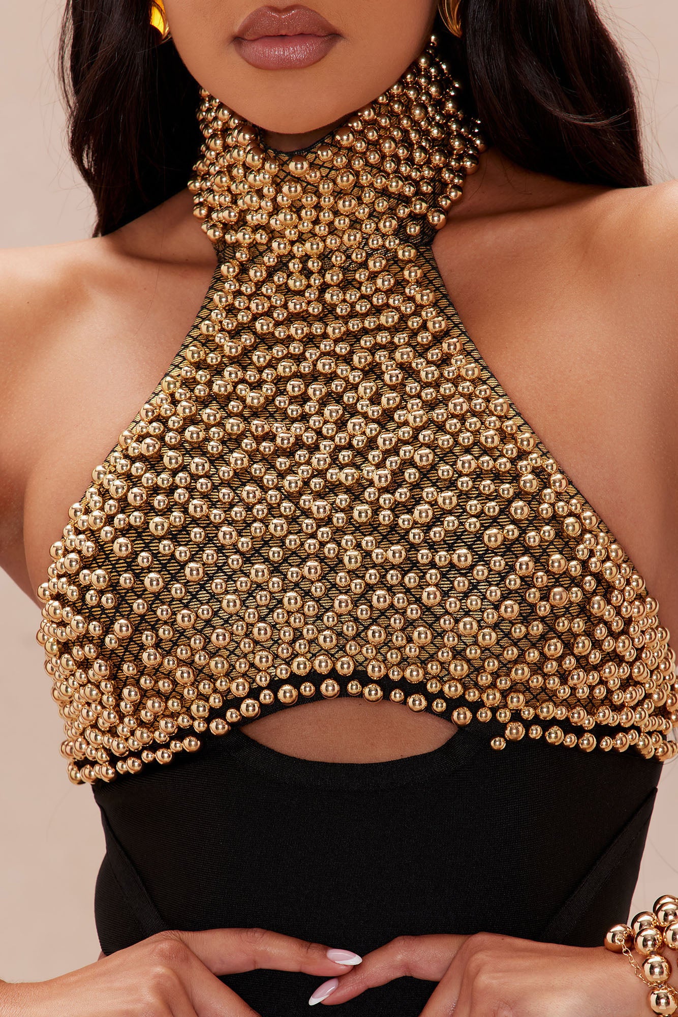 Patricia Embellished Bandage Jumpsuit - Black - Image 3