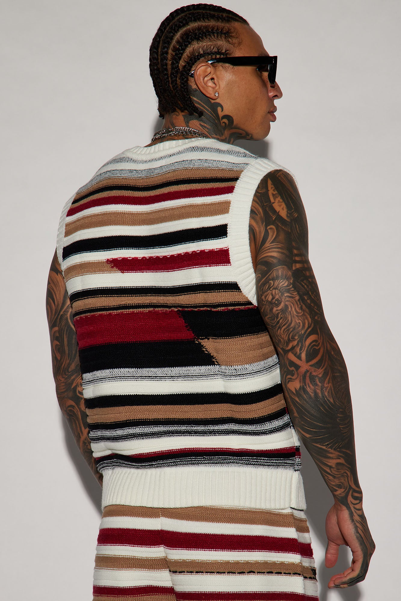 Striped Sweater Vest - Red/combo - Image 4