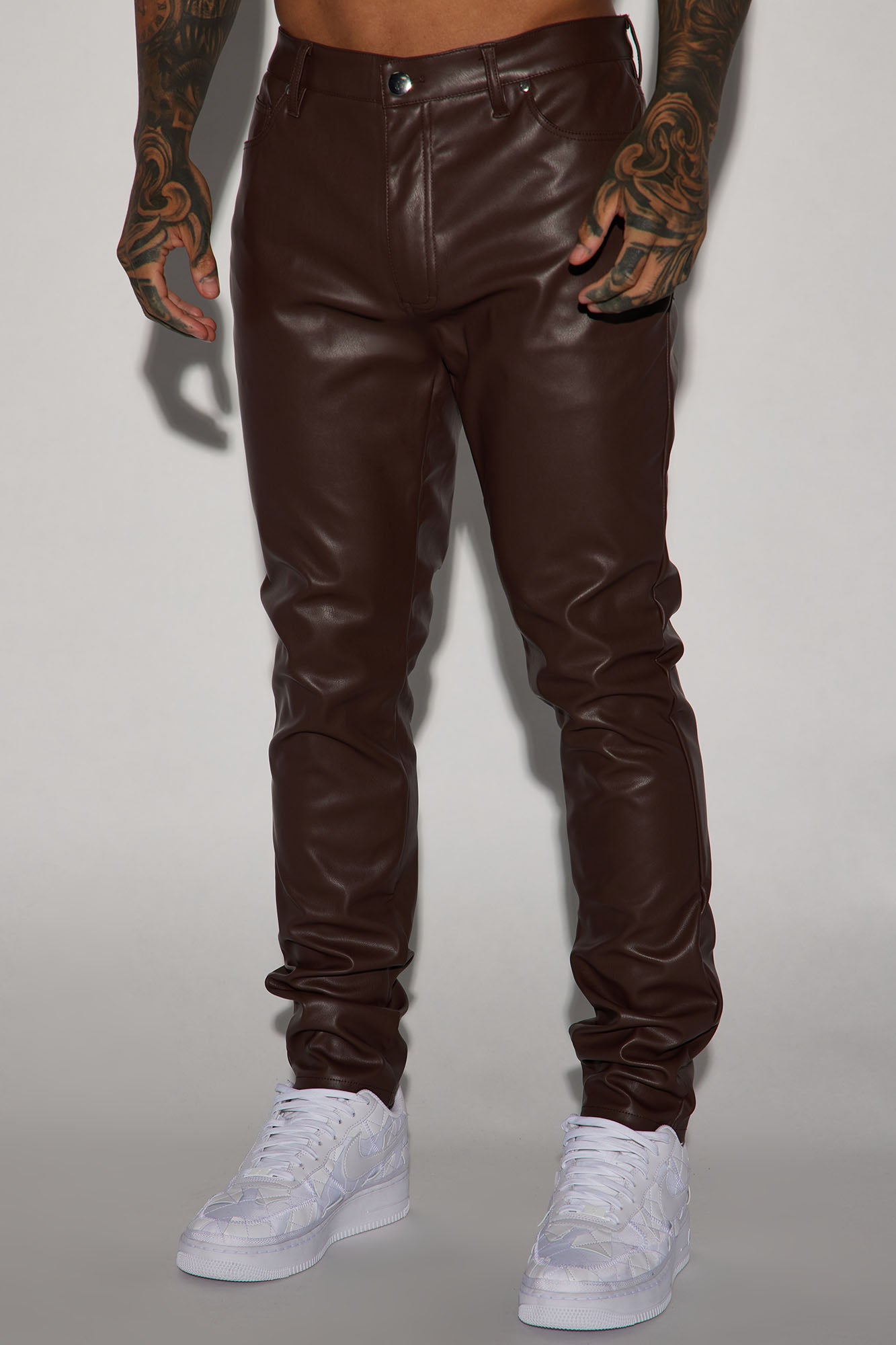 Your Favorite Faux Leather Skinny Pants - Dark Brown - Image 4