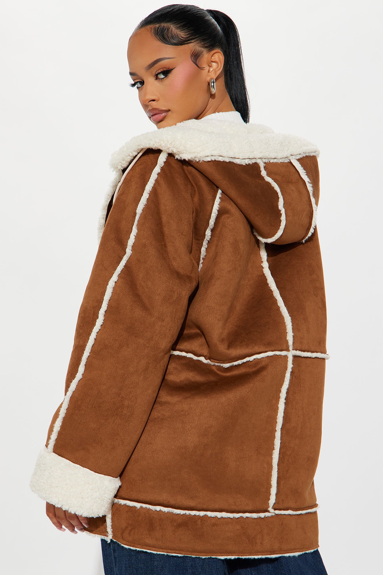 Keep Me Company Faux Suede Coat - Cognac - Image 4