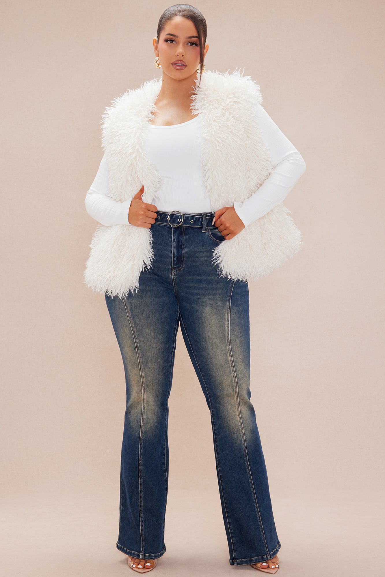 Mammoth Fur Vest - Cream - Image 6
