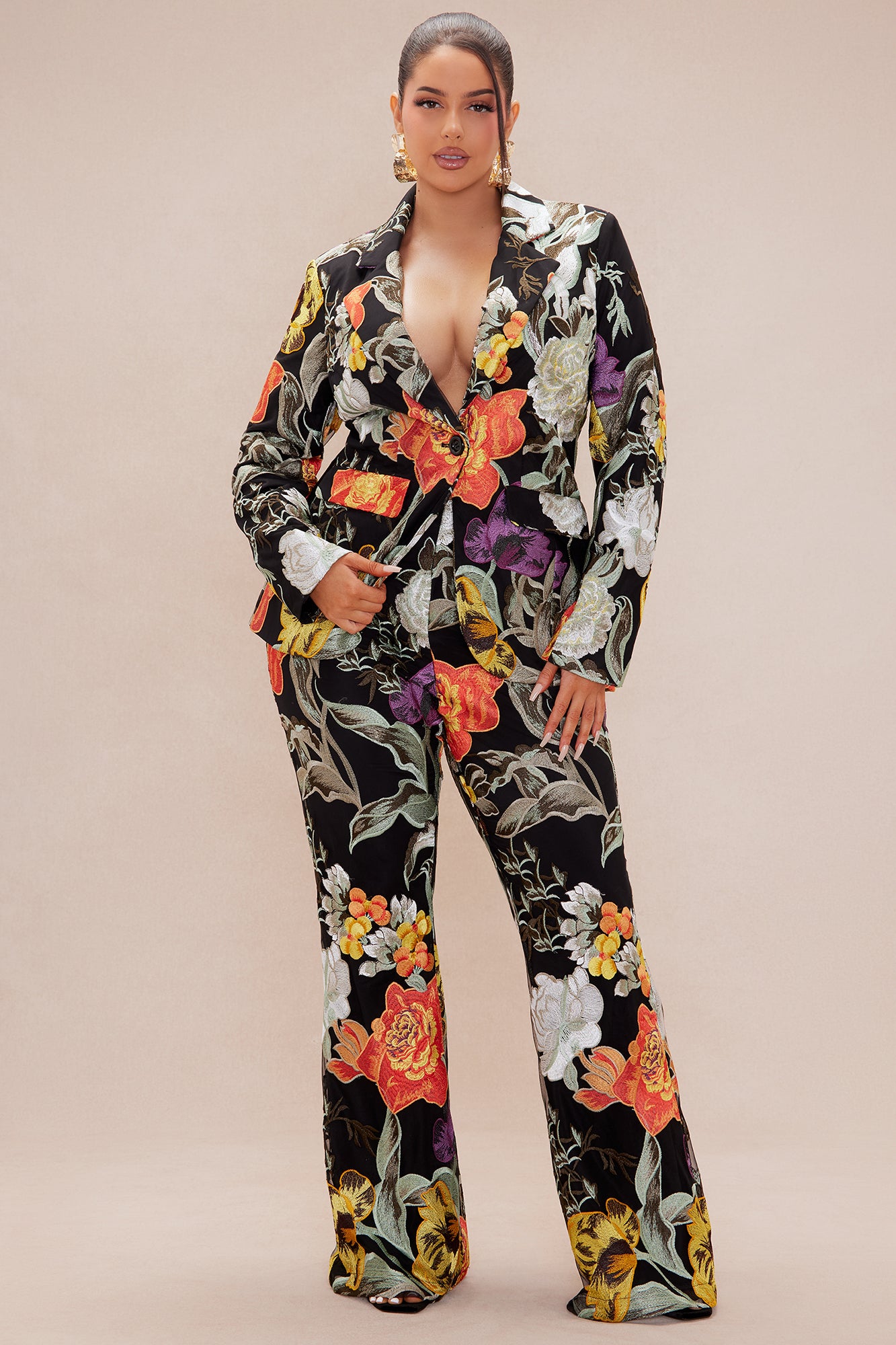 Adaila Floral Embroidered Blazer - Black/combo - Image 5