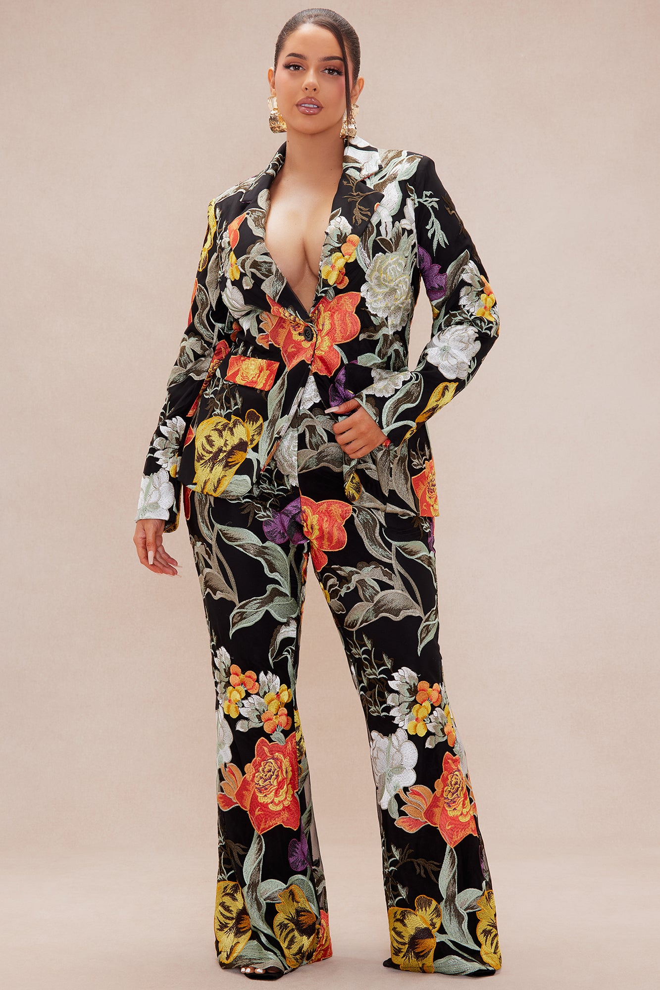 Adaila Floral Embroidered Pant - Black/combo - Image 5