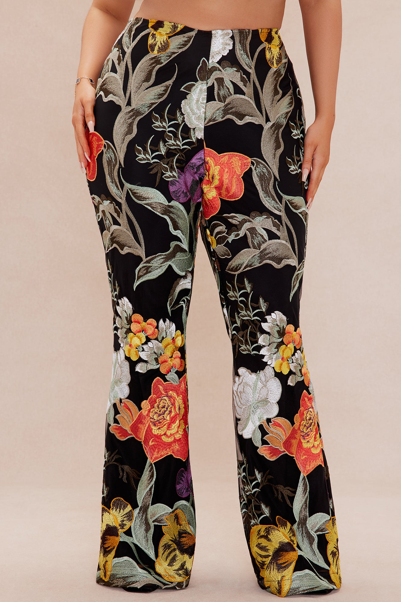 Adaila Floral Embroidered Pant - Black/combo - Image 6