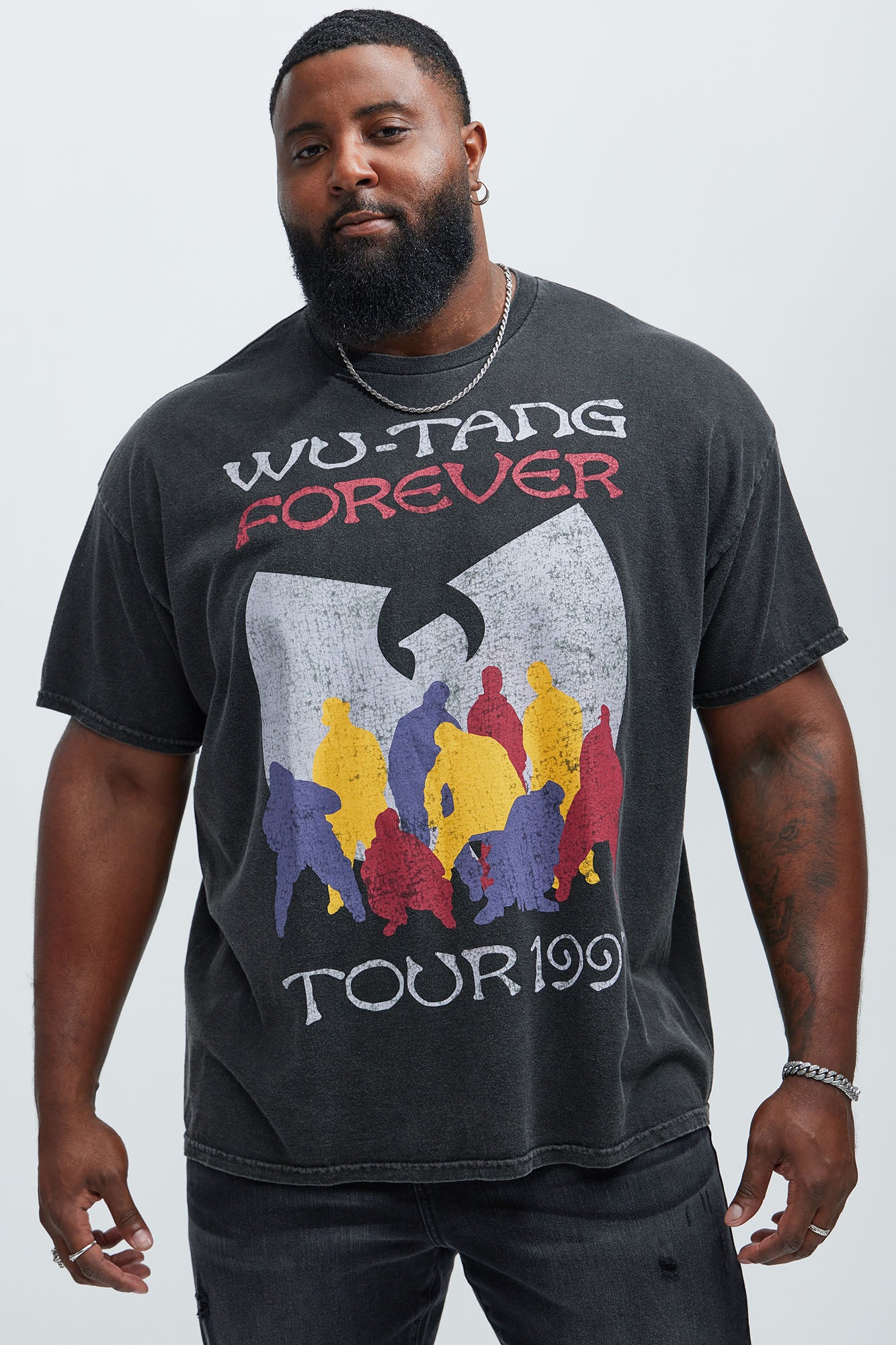 Wu Tang Clan C.R.E.A.M. Oversized Short Sleeve Tee - Black - Image 4