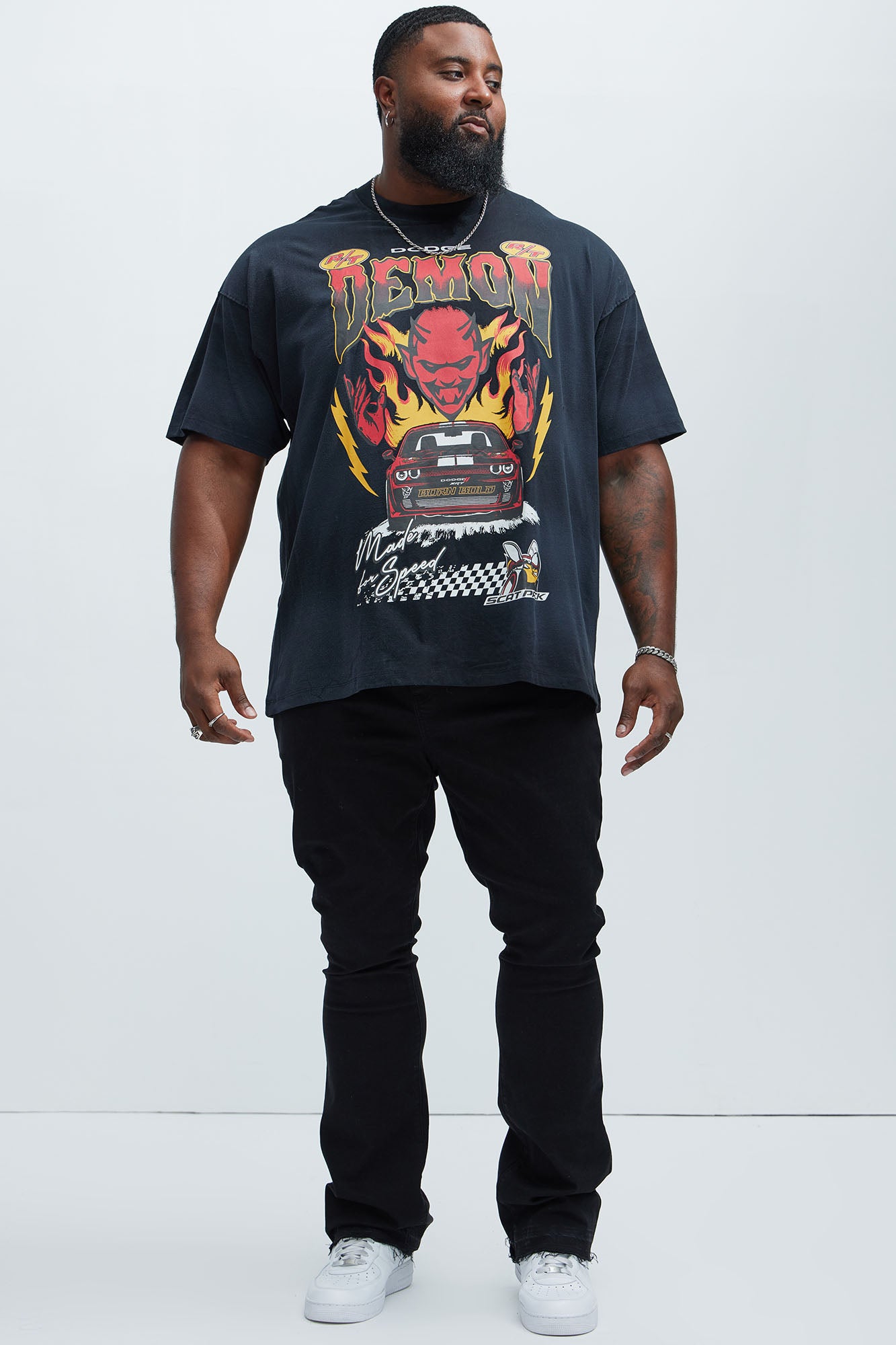 Dodge Hellcat Demon Oversized Short Sleeve Tee - Black - Image 6