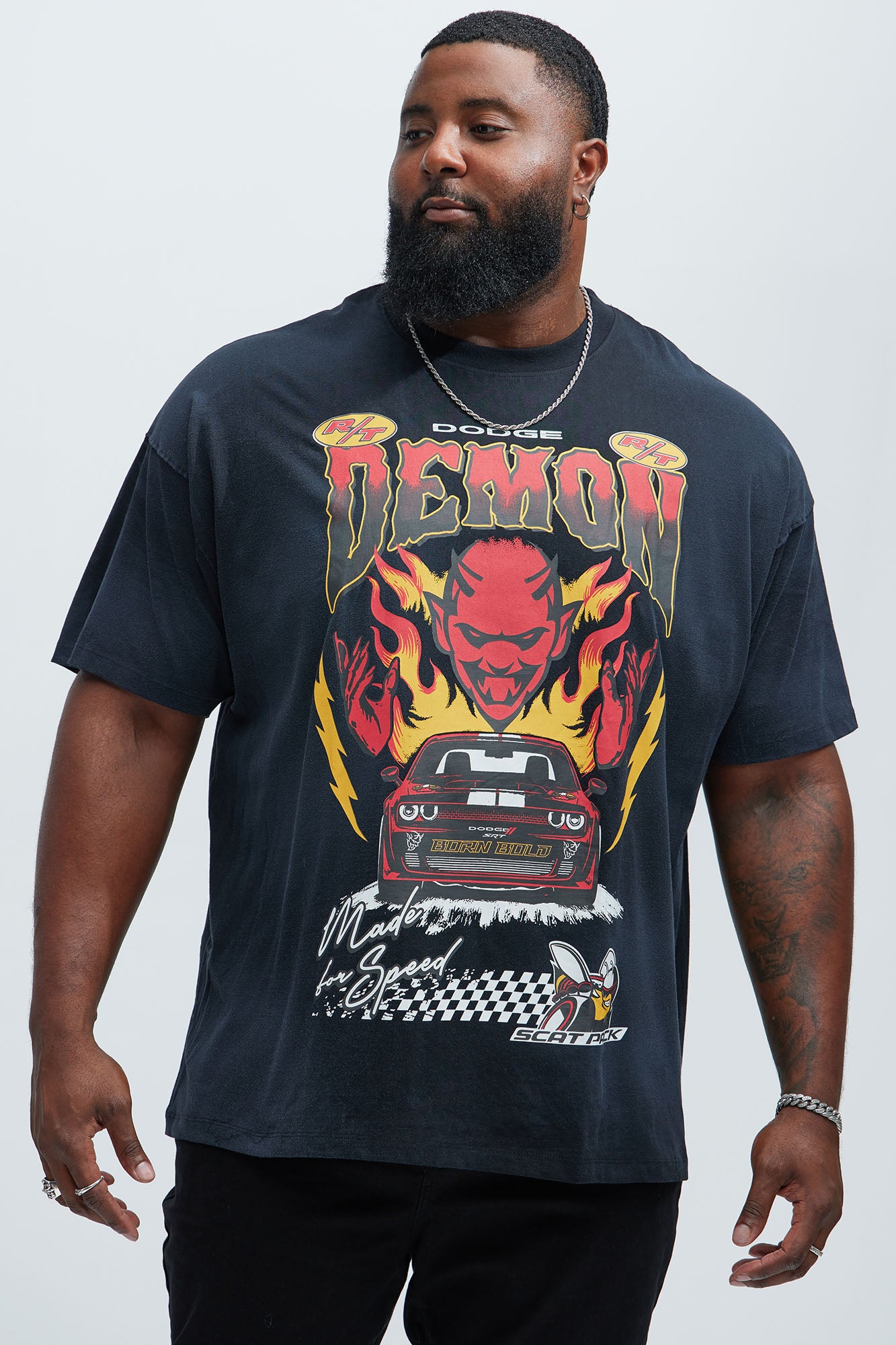 Dodge Hellcat Demon Oversized Short Sleeve Tee - Black - Image 4