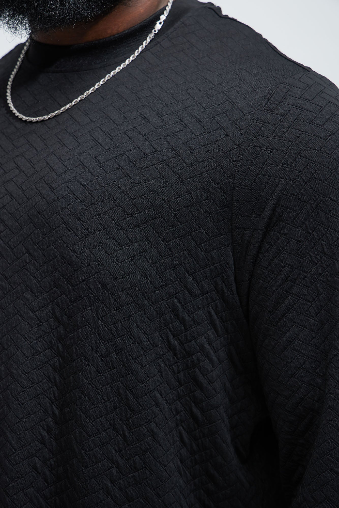 We Outside Textured Long Sleeve Tee - Black - Image 7