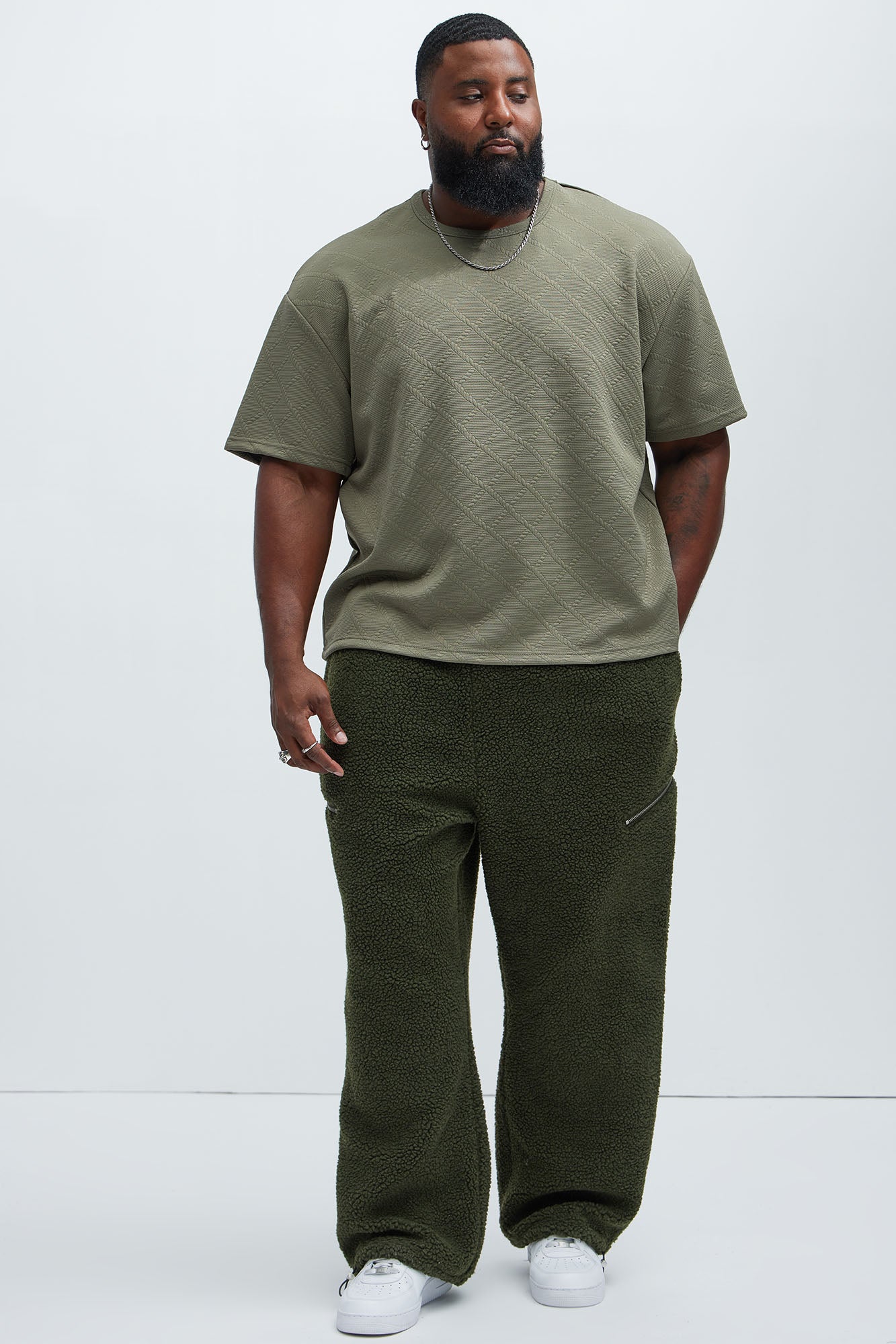 Axel Polar Fleece Zip Straight Sweatpants - Olive - Image 7