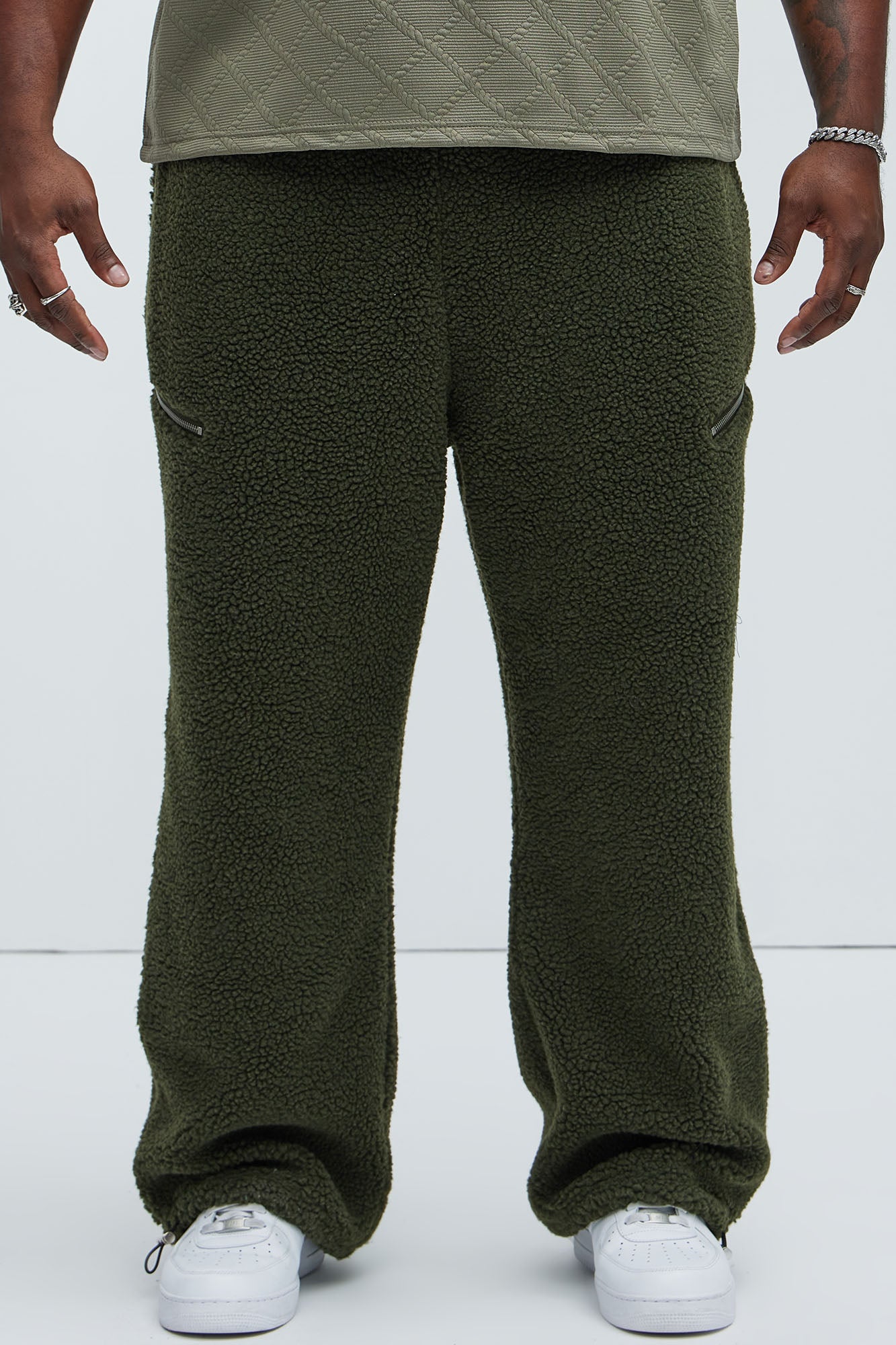 Axel Polar Fleece Zip Straight Sweatpants - Olive - Image 6