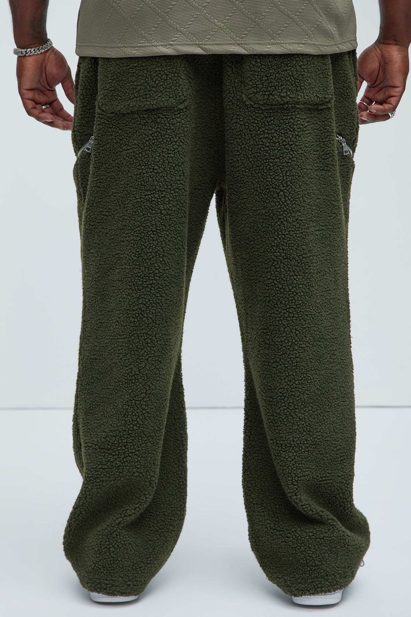 Axel Polar Fleece Zip Straight Sweatpants - Olive - Image 9