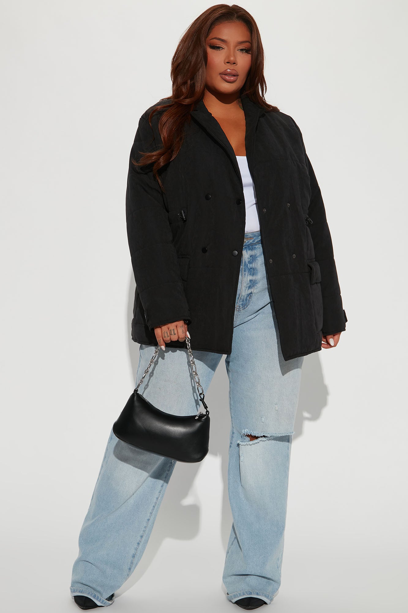 Show Love Puffer Jacket - Black - Image 6