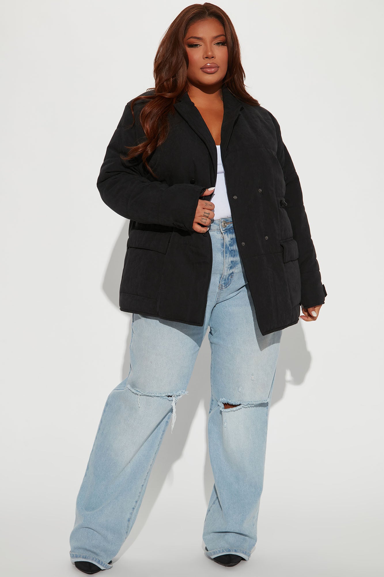 Show Love Puffer Jacket - Black - Image 8