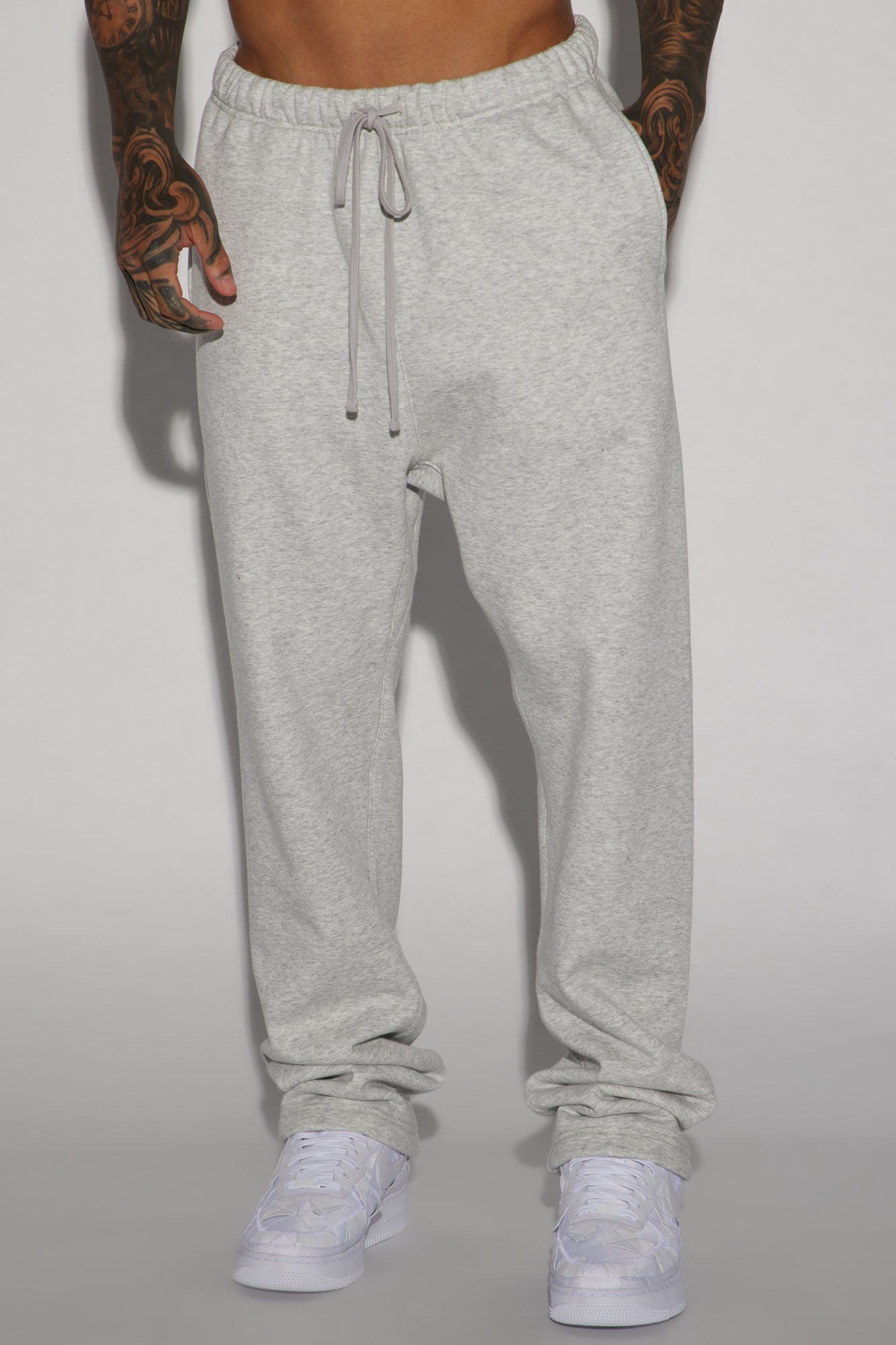Tyson Heavyweight Straight Sweatpants - Heather Grey - Image 3