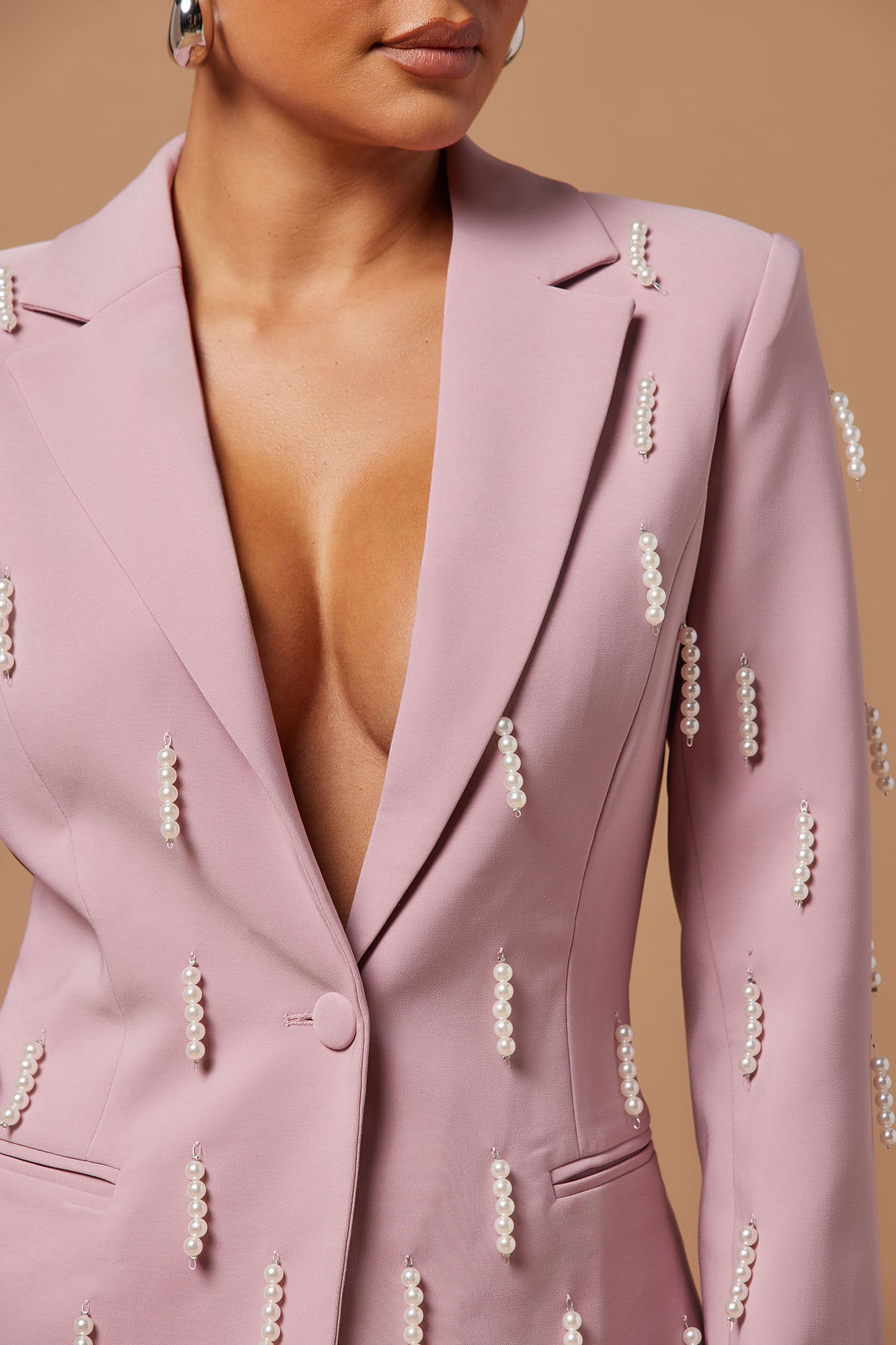 Bella Embellished Blazer - Mauve - Image 3
