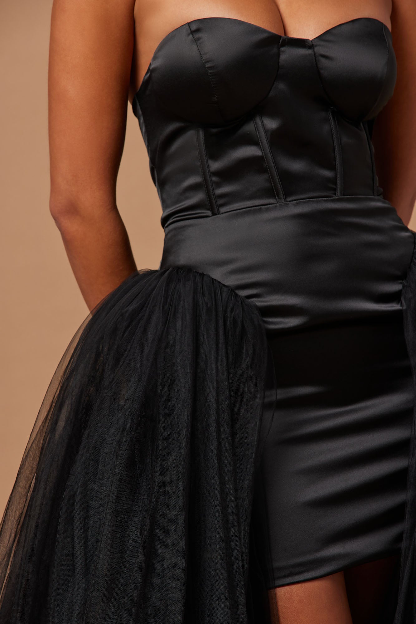 Zoee Corset Tulle Gown - Black - Image 3