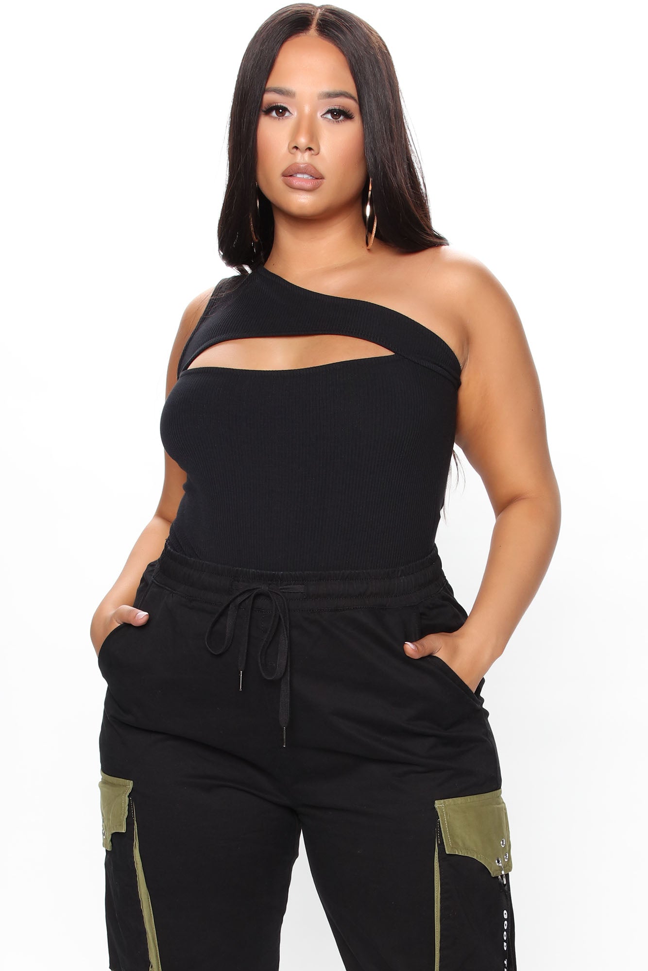 She's Cutting Edge One Shoulder Bodysuit - Black - Image 10