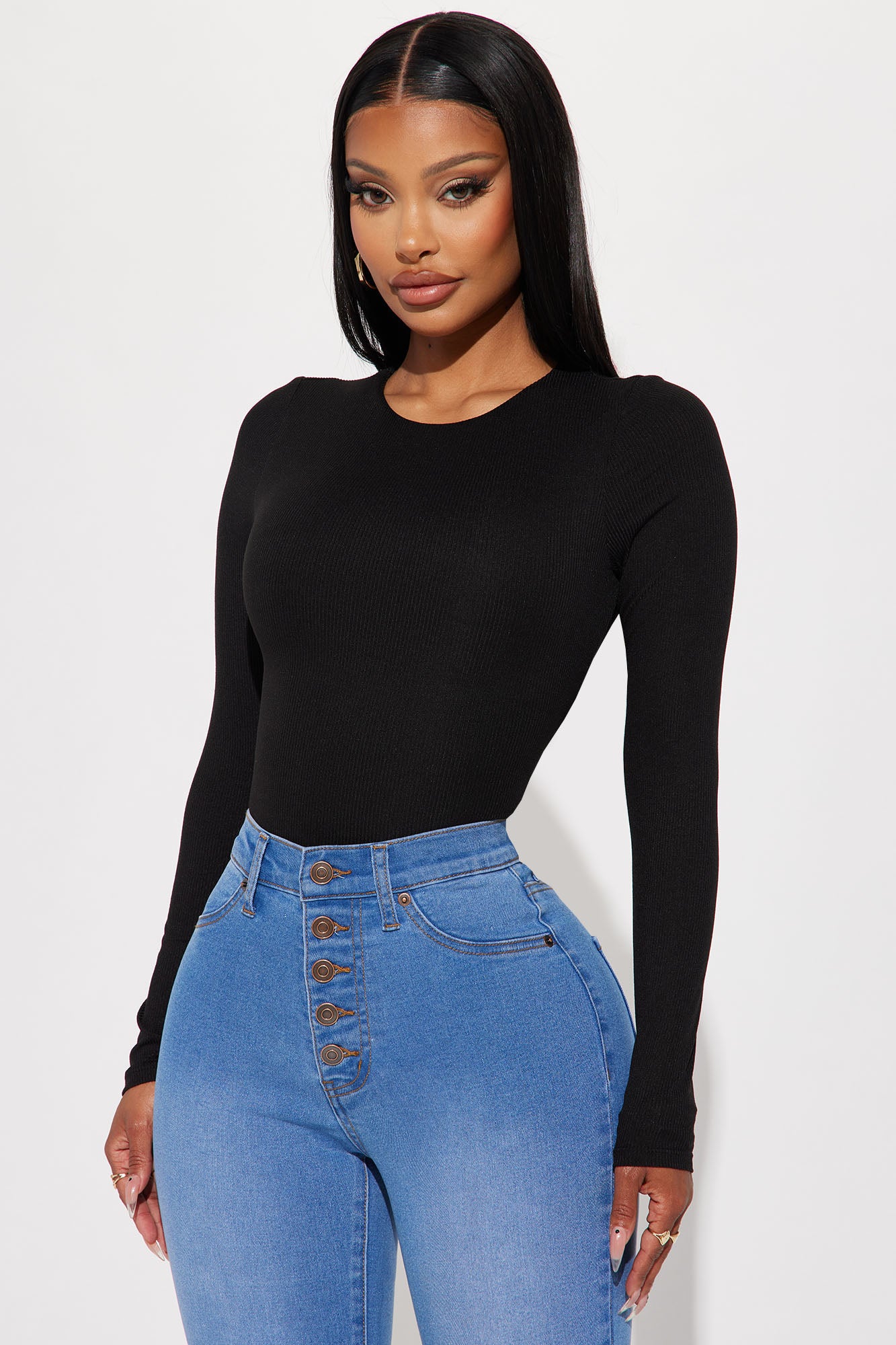 Becky Ribbed Bodysuit - Black - Image 3