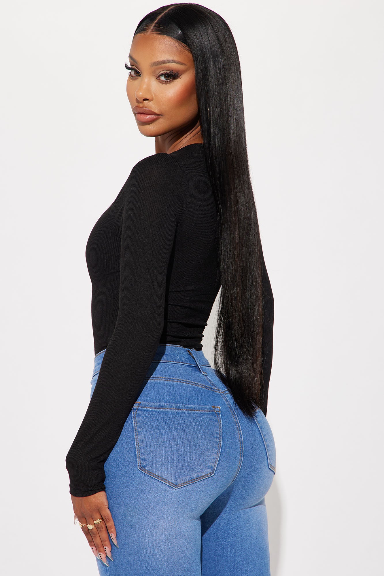 Becky Ribbed Bodysuit - Black - Image 4